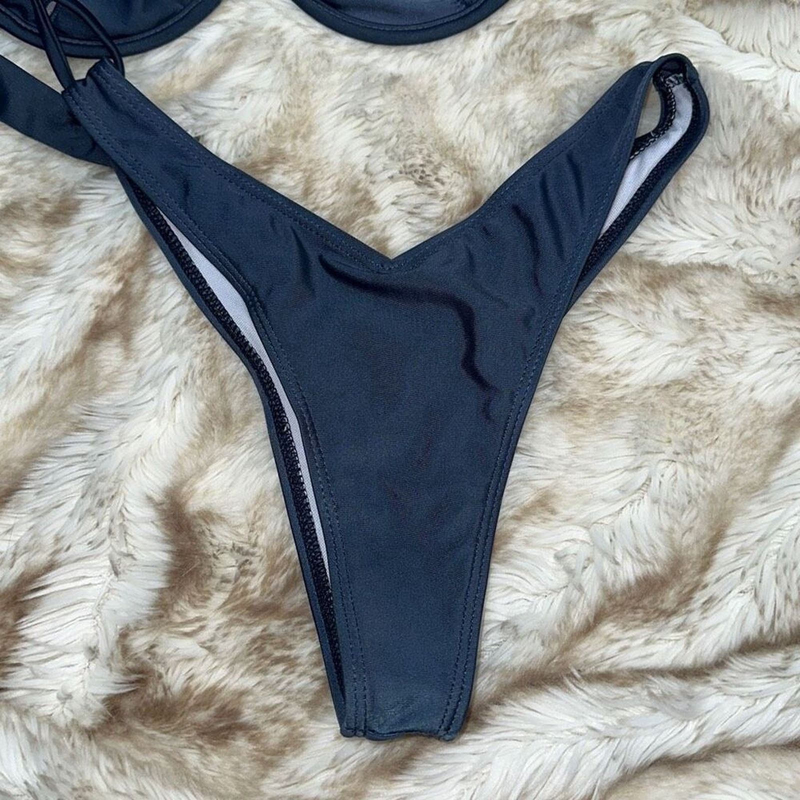 Other Dark Denim Blue Underwire Bikini Top and Bottoms Set | Sz S Size S / US 4 / IT 40 - 6 Thumbnail