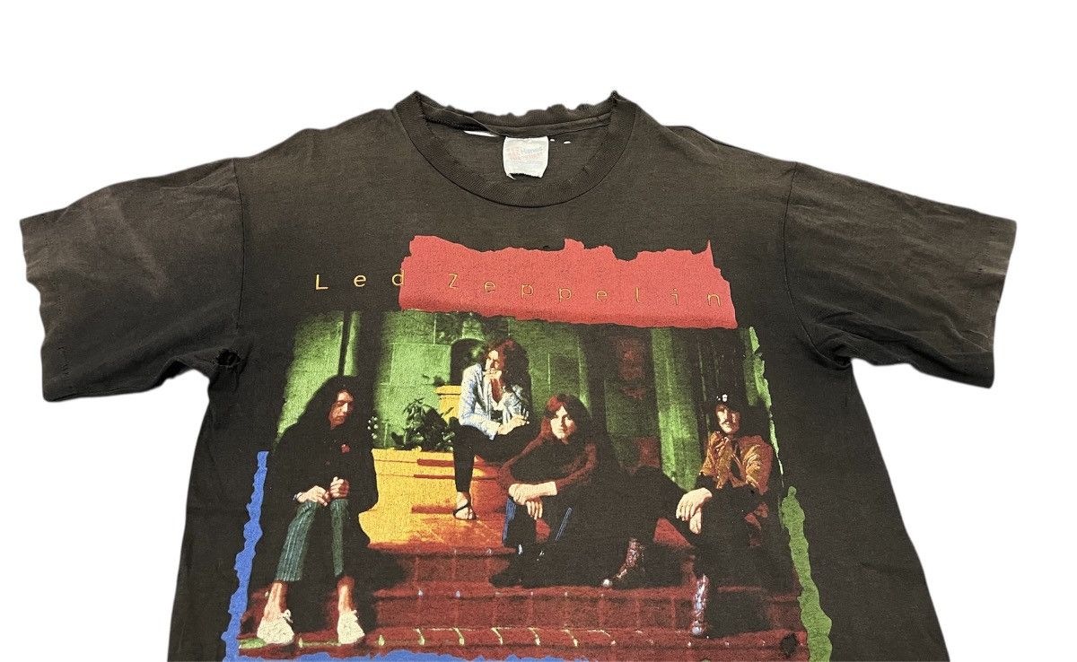 Vintage Vintage 90s Led Zeppelin Sun Faded Distressed Thrashed Tee Size US M / EU 48-50 / 2 - 2 Thumbnail