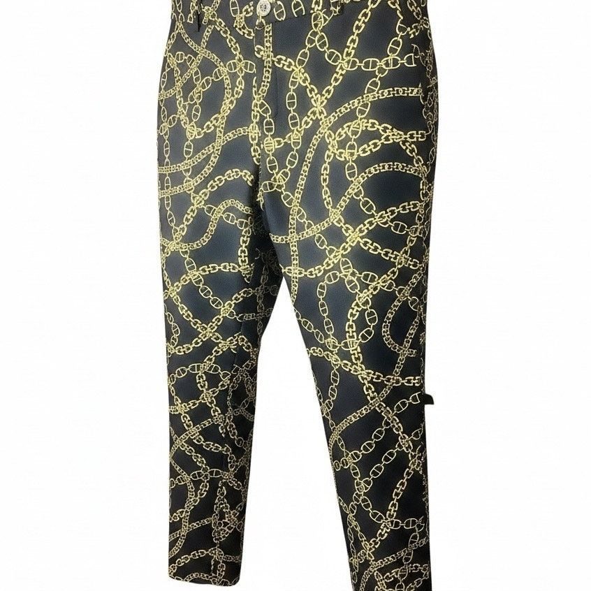 Michael Kors Michael Kors Black Pants with Gold Chains 10P NWOT Size 32" / US 10 / IT 46 - 1 Thumbnail