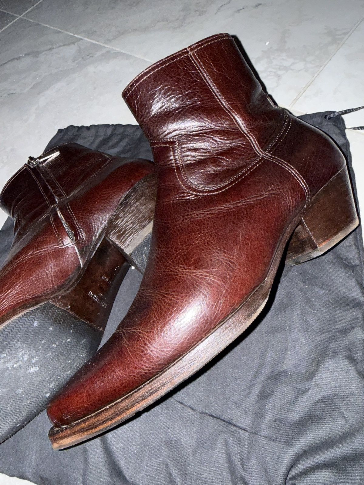 Saint Laurent Paris Spectacular Dark Cherry LUKAS Boots Santiag Harness Size US 13 / EU 46 - 8 Thumbnail