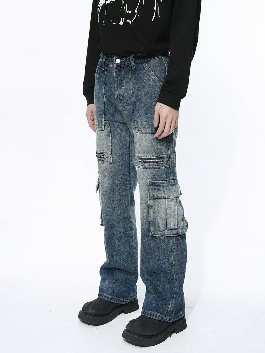 Japanese Brand × Jean Washed and distressed hip hop straight leg jeans Size US 32 / EU 48 - 5 Thumbnail