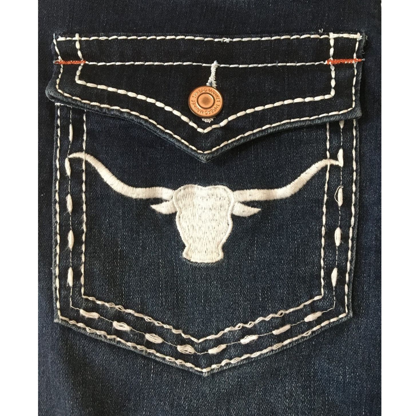 Other Thread Market 7/28 Bootcut Jeans Steers on Flap Pockets Size 28" / US 6 / IT 42 - 3 Thumbnail