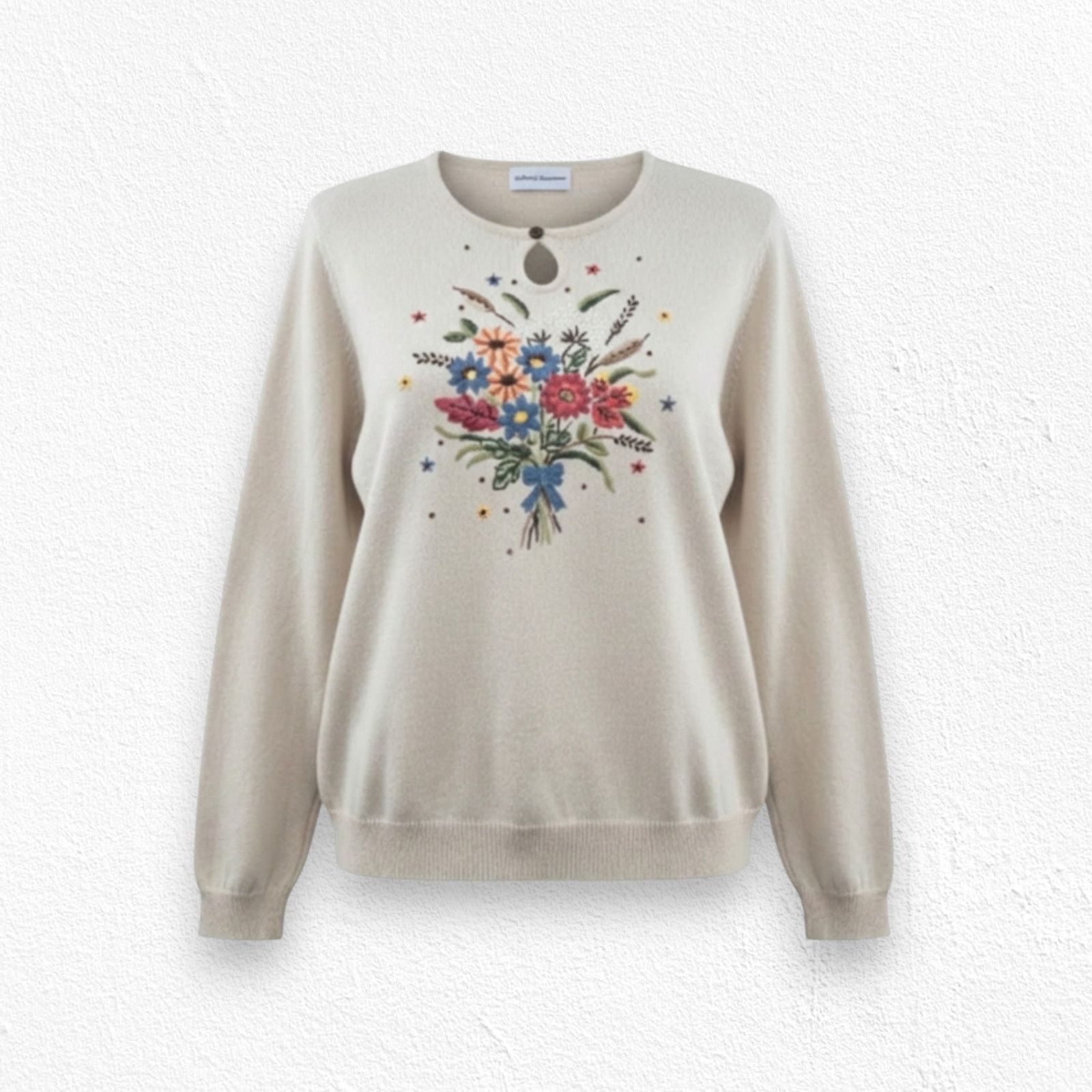 Vintage Vintage Floral Embroidered Knit Sweater Size Medium Size M / US 6-8 / IT 42-44 - 1 Thumbnail