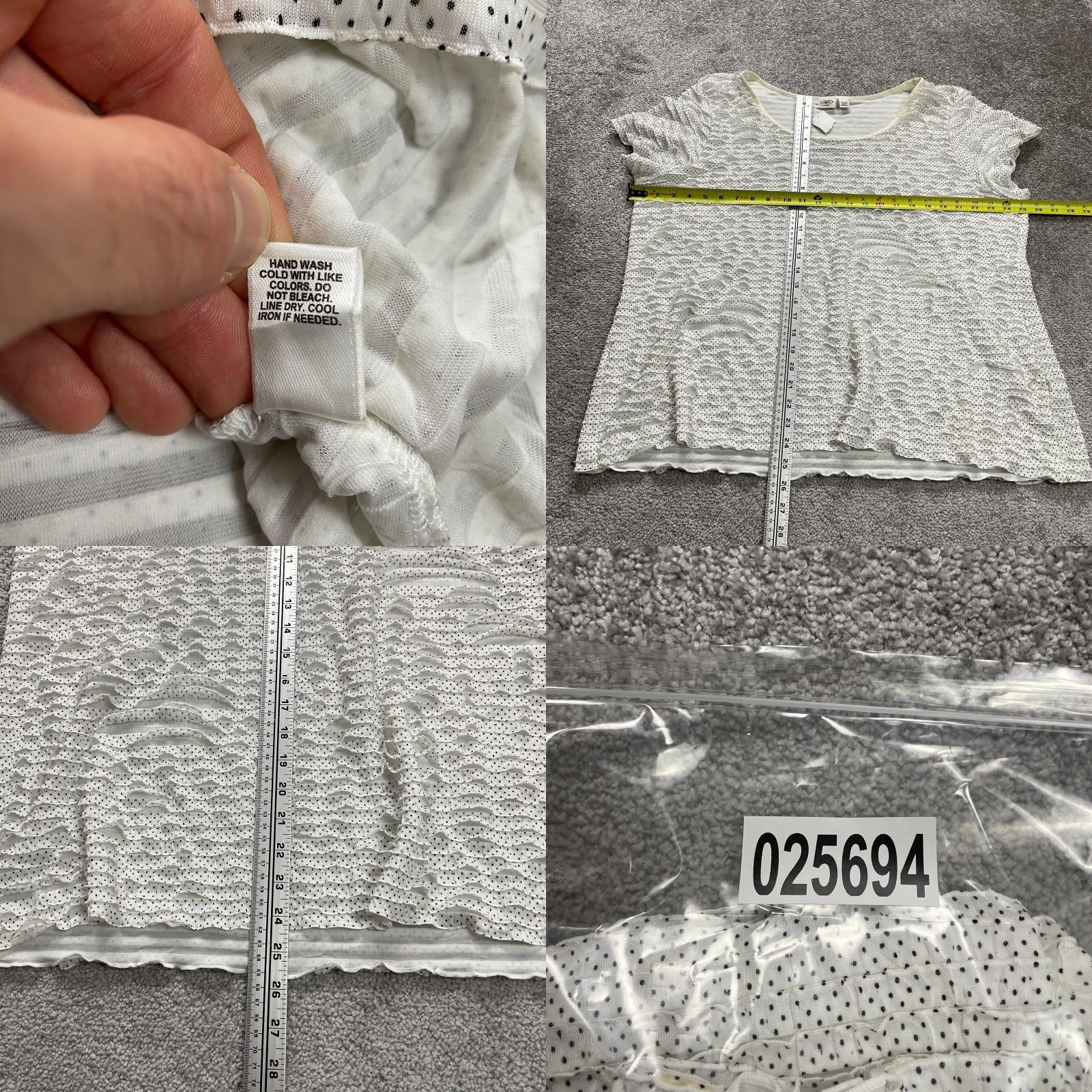 Vintage Cato Plus Sportswear Blouse Womens 22/24W White Polka Pleated Short Sleeve NWT Size 4XL / US 24-26 - 8 Thumbnail