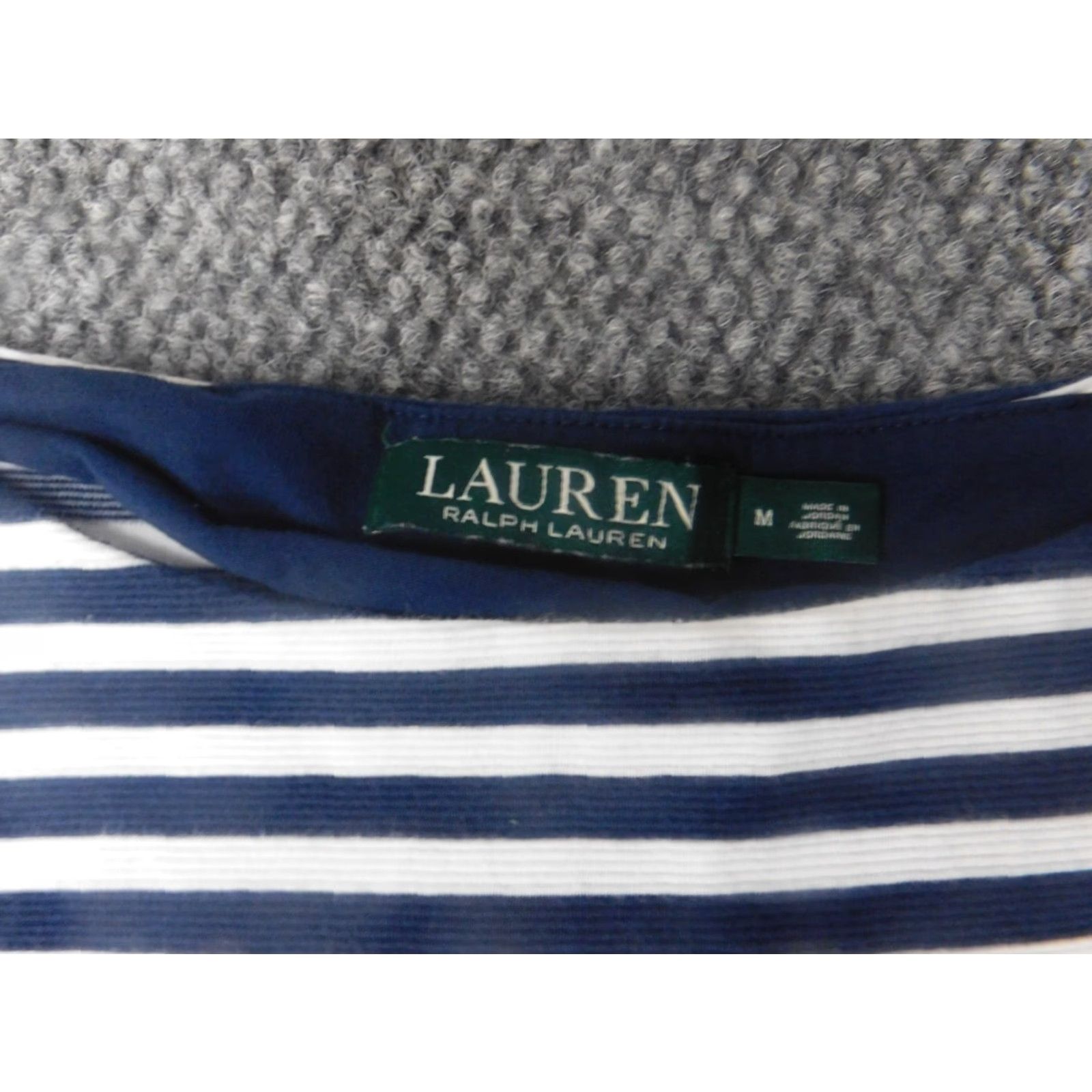 Ralph Lauren Lauren Ralph Lauren Blouse Womens Medium Blue Striped Pullover Short Sleeve Round Neck Stretch Casual Regular Size M / US 6-8 / IT 42-44 - 4 Thumbnail