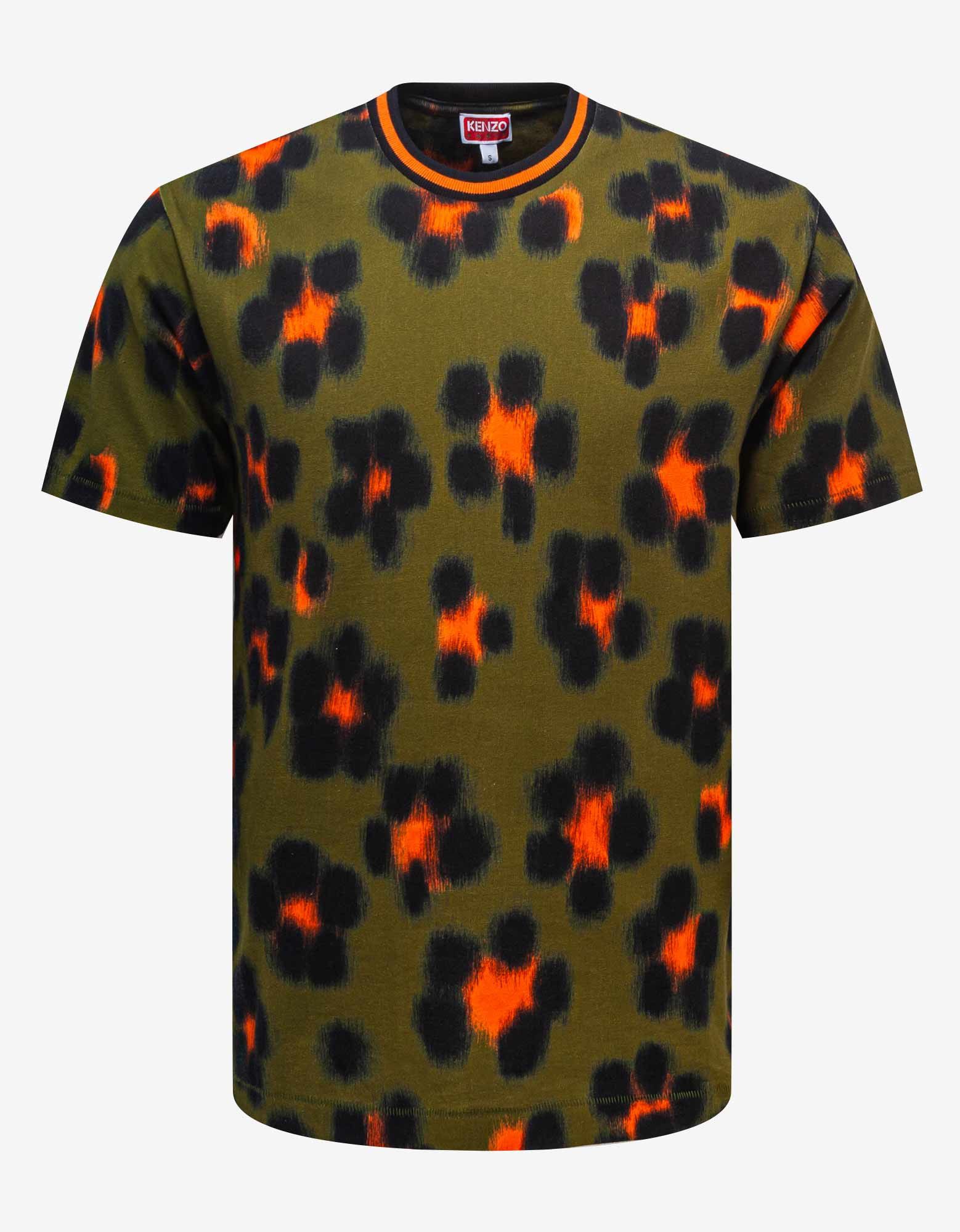 image of Kenzo Khaki 'hana Leopard' T-Shirt in Green, Men's (Size Medium)