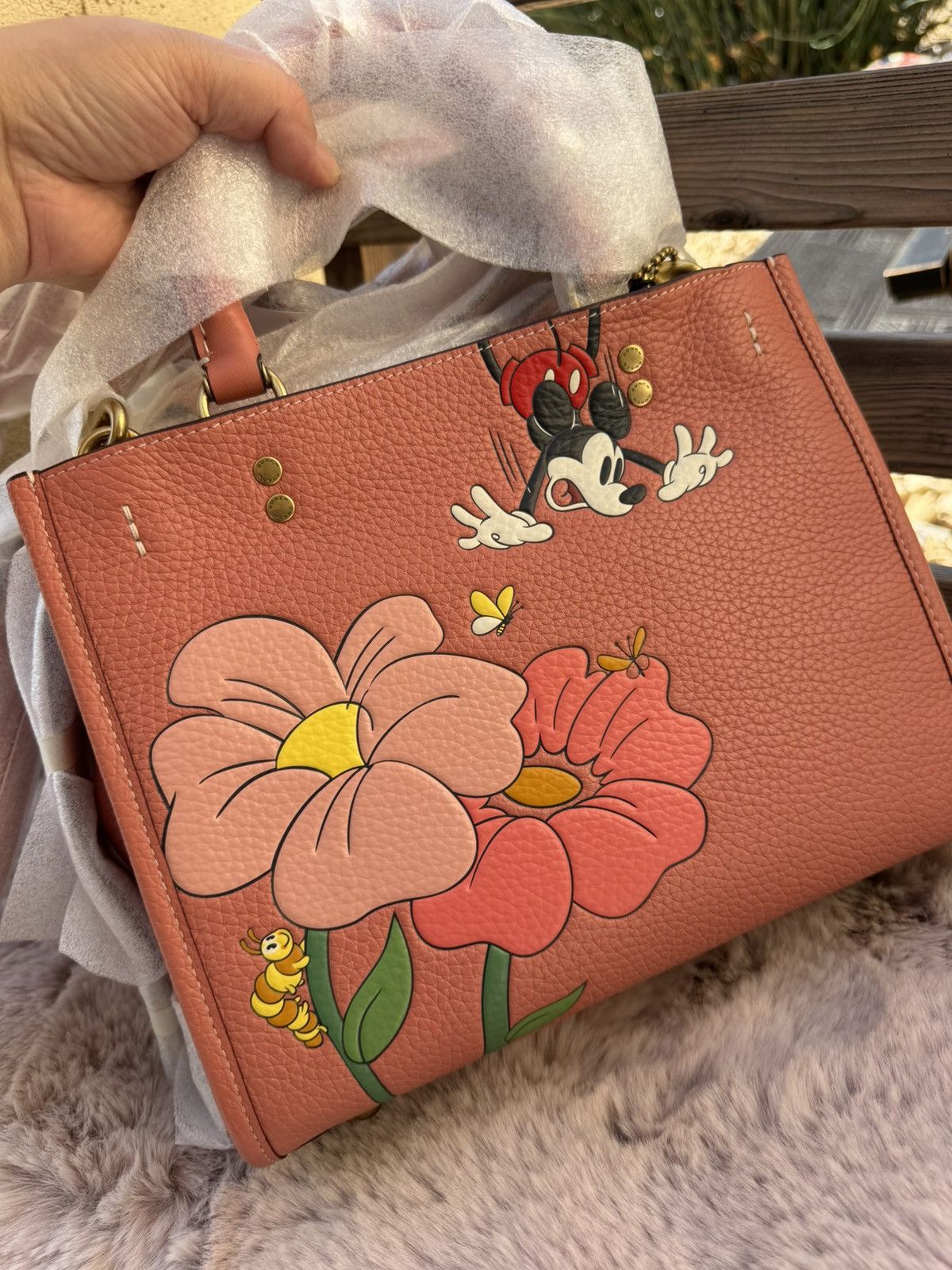 Coach DISNEY X COACH Rogue 25 Leather Mickey Mouse Flower Pink NWT Size ONE SIZE - 6 Thumbnail