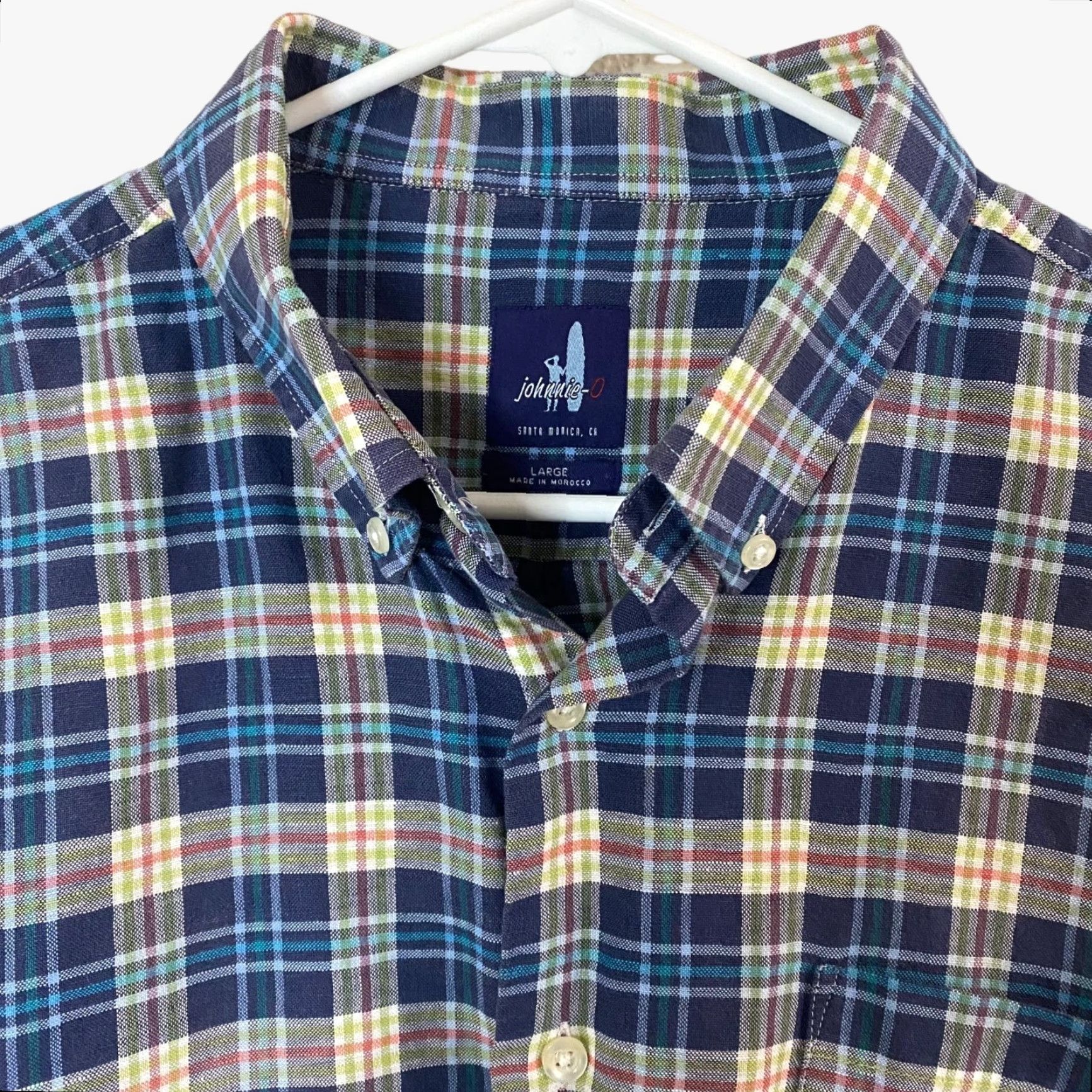 johnnie-O Johnnie-O Button Down Shirt Linen Blend Blue Yellow Plaid Long Sleeve Large Mens Size US L / EU 52-54 / 3 - 5 Thumbnail