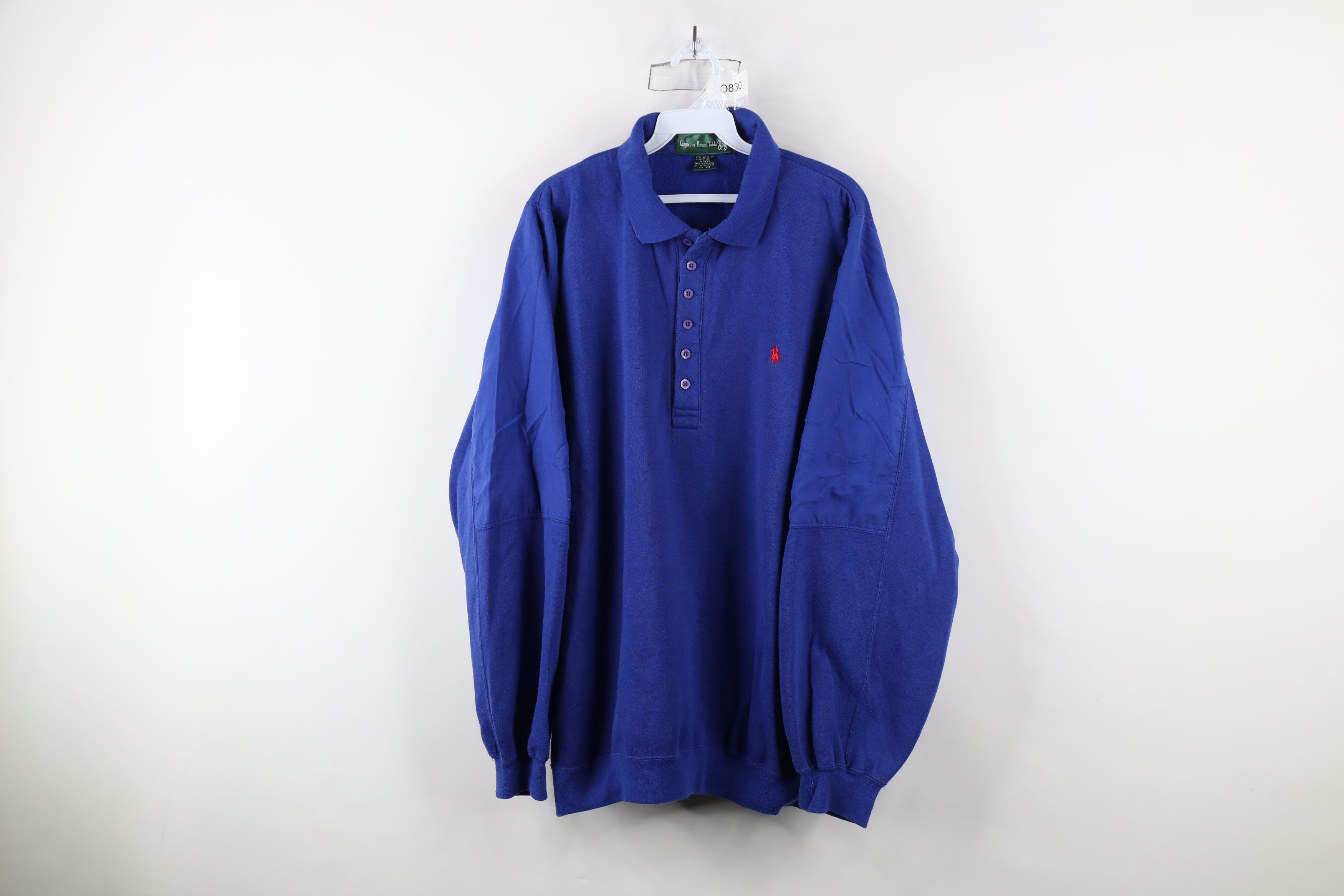 Vintage Vintage 90s Streetwear Blank Heavy Collared Sweatshirt Blue Size US XXL / EU 58 / 5 - 1 Thumbnail