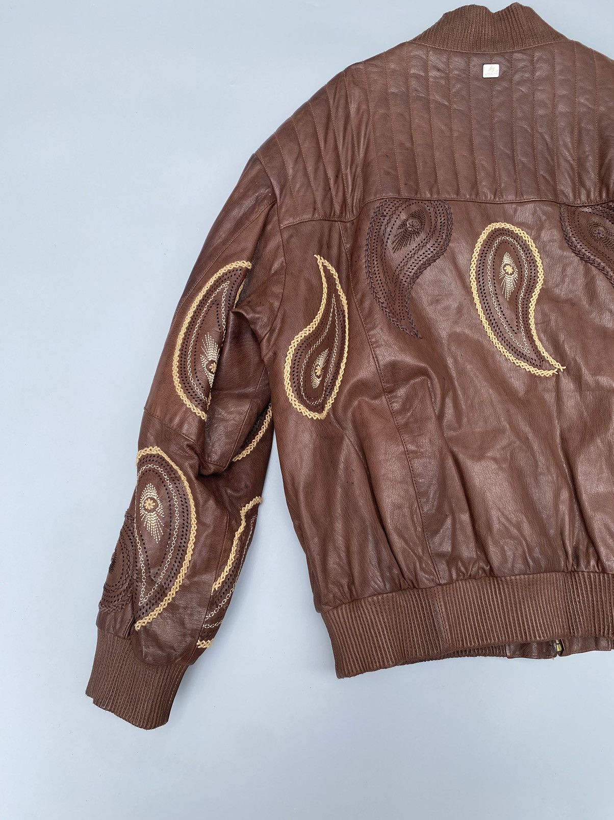 Al Wissam Al- Wissam- Indian Heritage Mango Pattern Leather Jacket Size US XXL / EU 58 / 5 - 12 Thumbnail