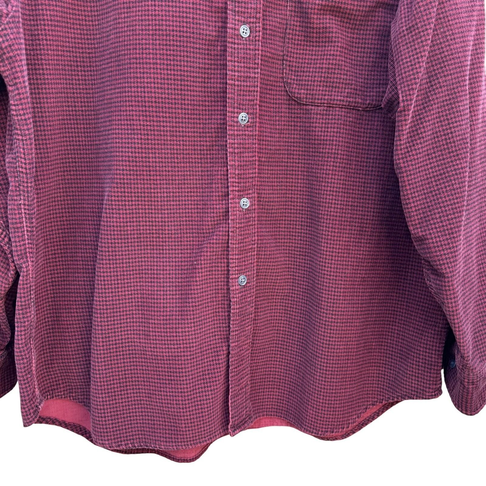 Eddie Bauer Eddie Bauer Mens Burgundy Houndstooth Corduroy Button Up Shi Size US L / EU 52-54 / 3 - 10 Thumbnail