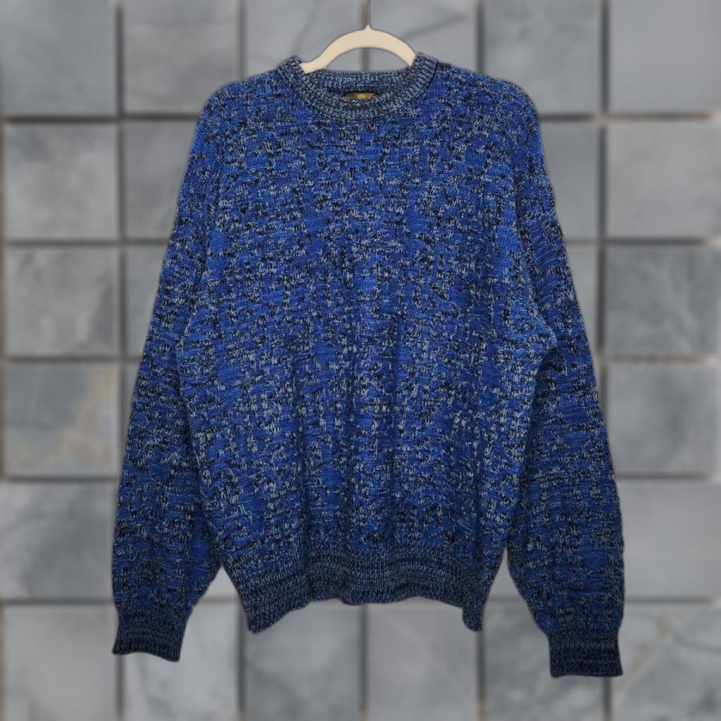 Vintage VINTAGE Sweater Blue XL Men Pullover Grandpa Abstract Art 90s Dad Core Cobain Autumn Weather? Size US XL / EU 56 / 4 - 1 Thumbnail