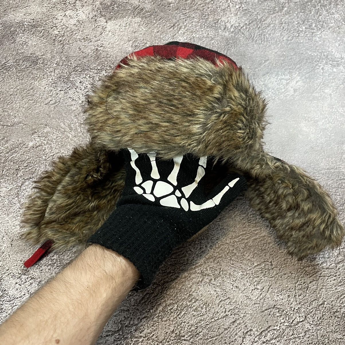 Vintage Vintage 90s Red Black Plaid Mohair Ushanka Beanie Graphic OS Size ONE SIZE - 5 Thumbnail
