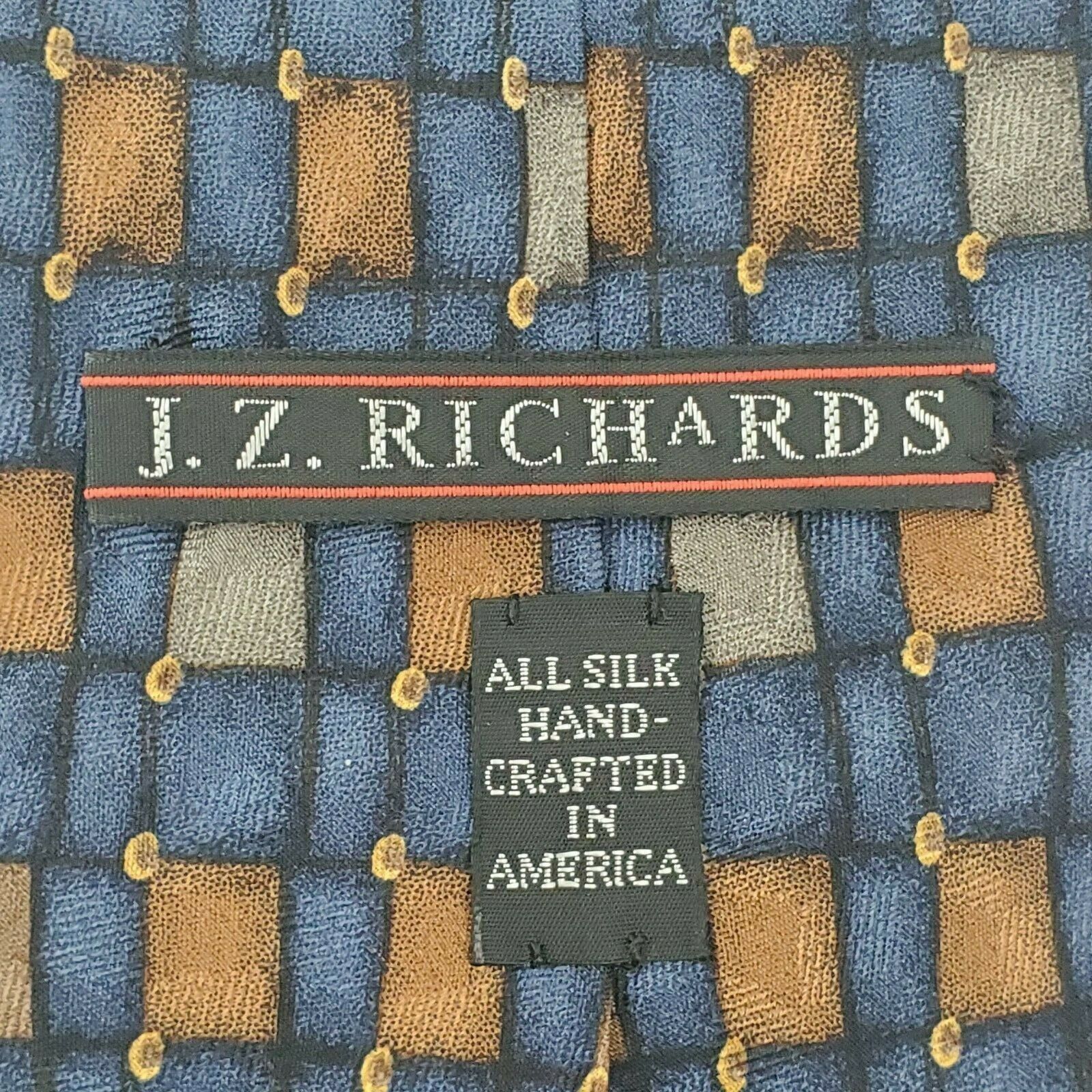Vintage JZ Richards Blue Geometric Silk Tie Wide Size ONE SIZE - 3 Thumbnail
