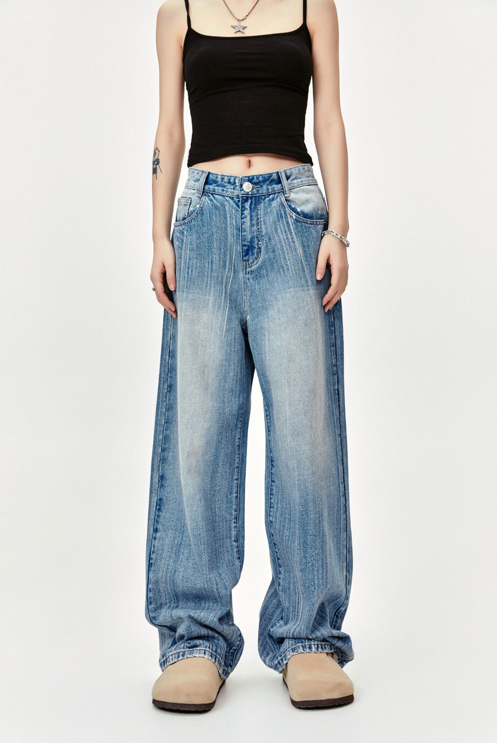 Japanese Brand Men's trendy retro washed oversized jeans Size US 32 / EU 48 - 1 Thumbnail