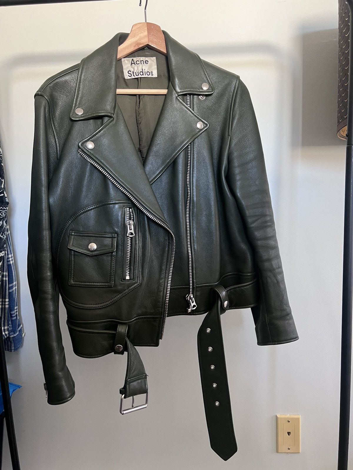 Acne Studios ACNE STUDIOS - Dark Green Moto Biker Jacket Size US S / EU 44-46 / 1 - 1 Thumbnail