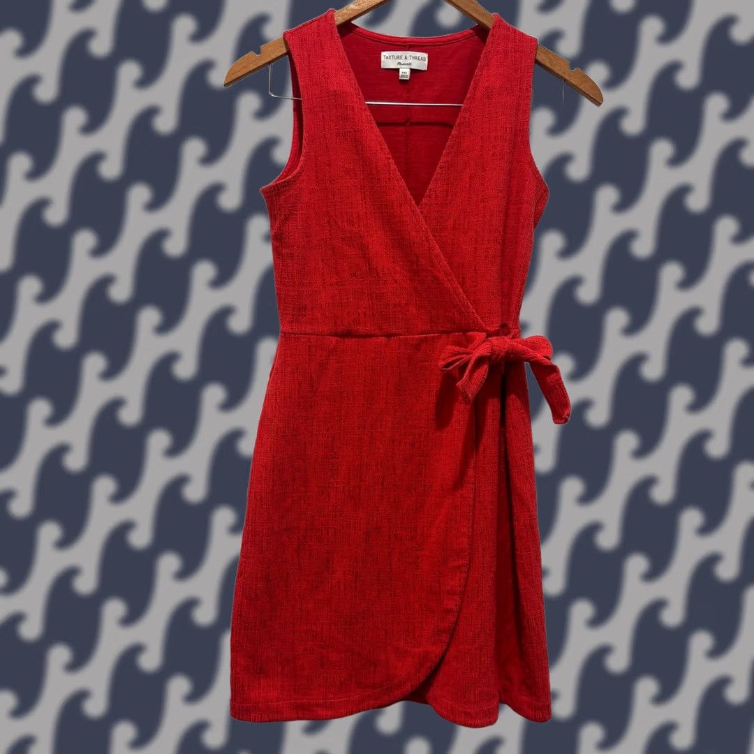 Madewell Madewell Wrap Dress Red Sleeveless V-Neck XXS Dresswrap? Size XXS / US 00 / IT 34 - 1 Thumbnail