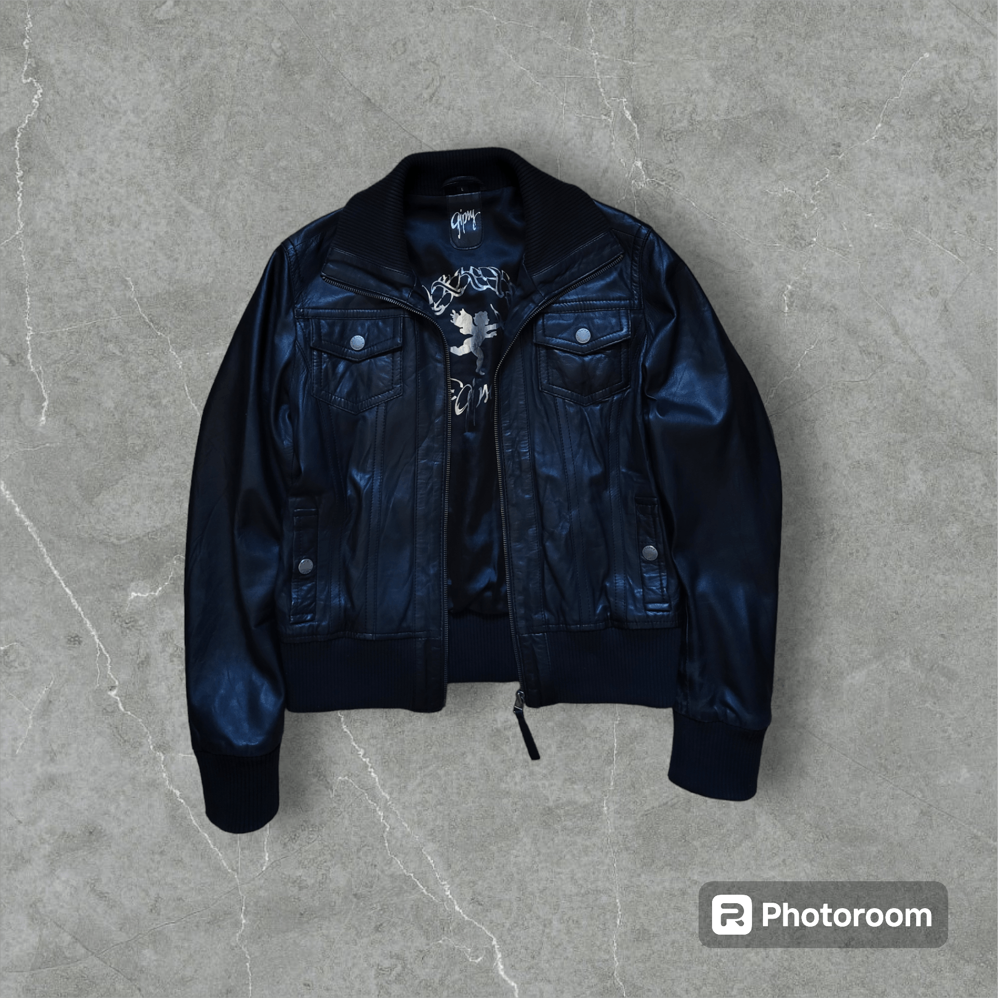 image of Archival Clothing x Vintage Black Women's Real Leather Jacket Gipsy Large