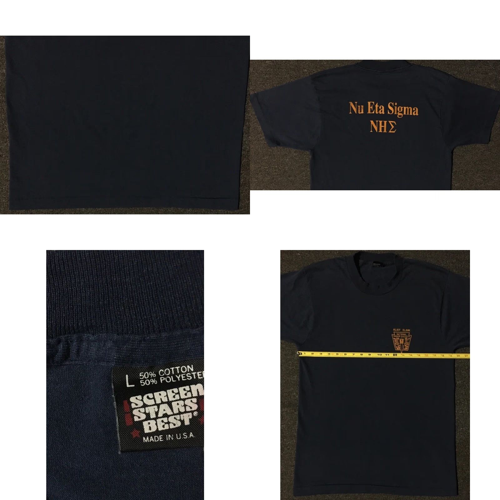 Vintage VINTAGE National Honor Society Shirt L Blue Single Stitch Men 80s 90s Fraternity College Grunge USA, Faded Graphic Tee Size US L / EU 52-54 / 3 - 8 Thumbnail