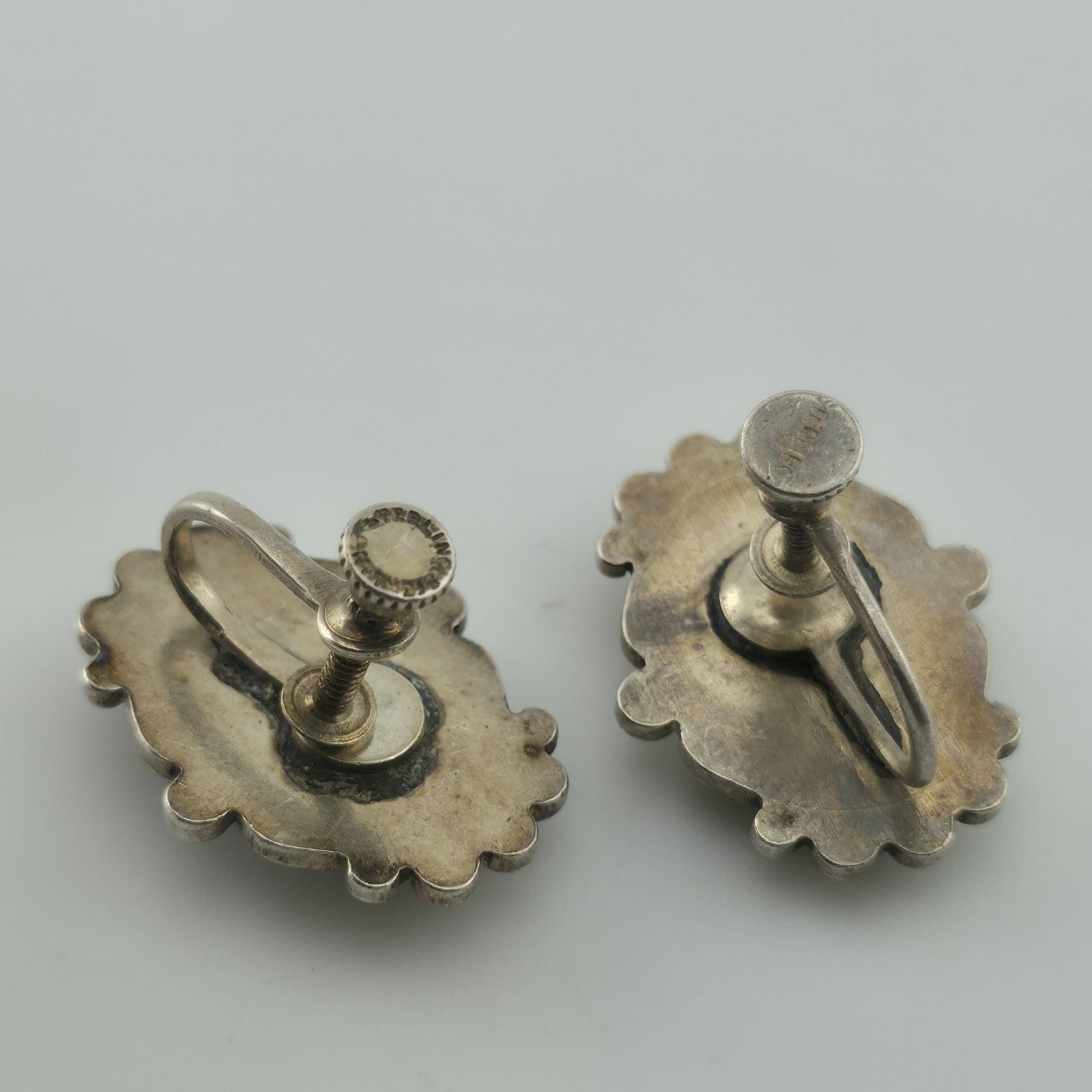Other Turquoise Sterling Silver Screw Back Earrings Southwestern Size ONE SIZE - 7 Thumbnail
