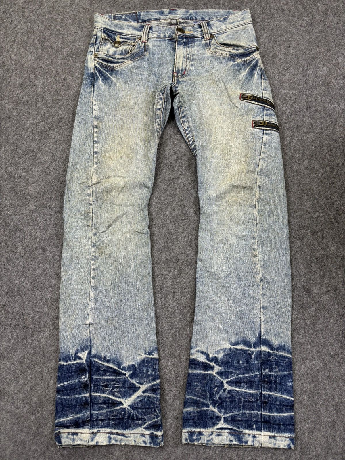Japanese Brand 💥Twisted Flare Zipper💥Rattle Trap Japan Mudwash Denim K36 Size US 33 - 19 Thumbnail