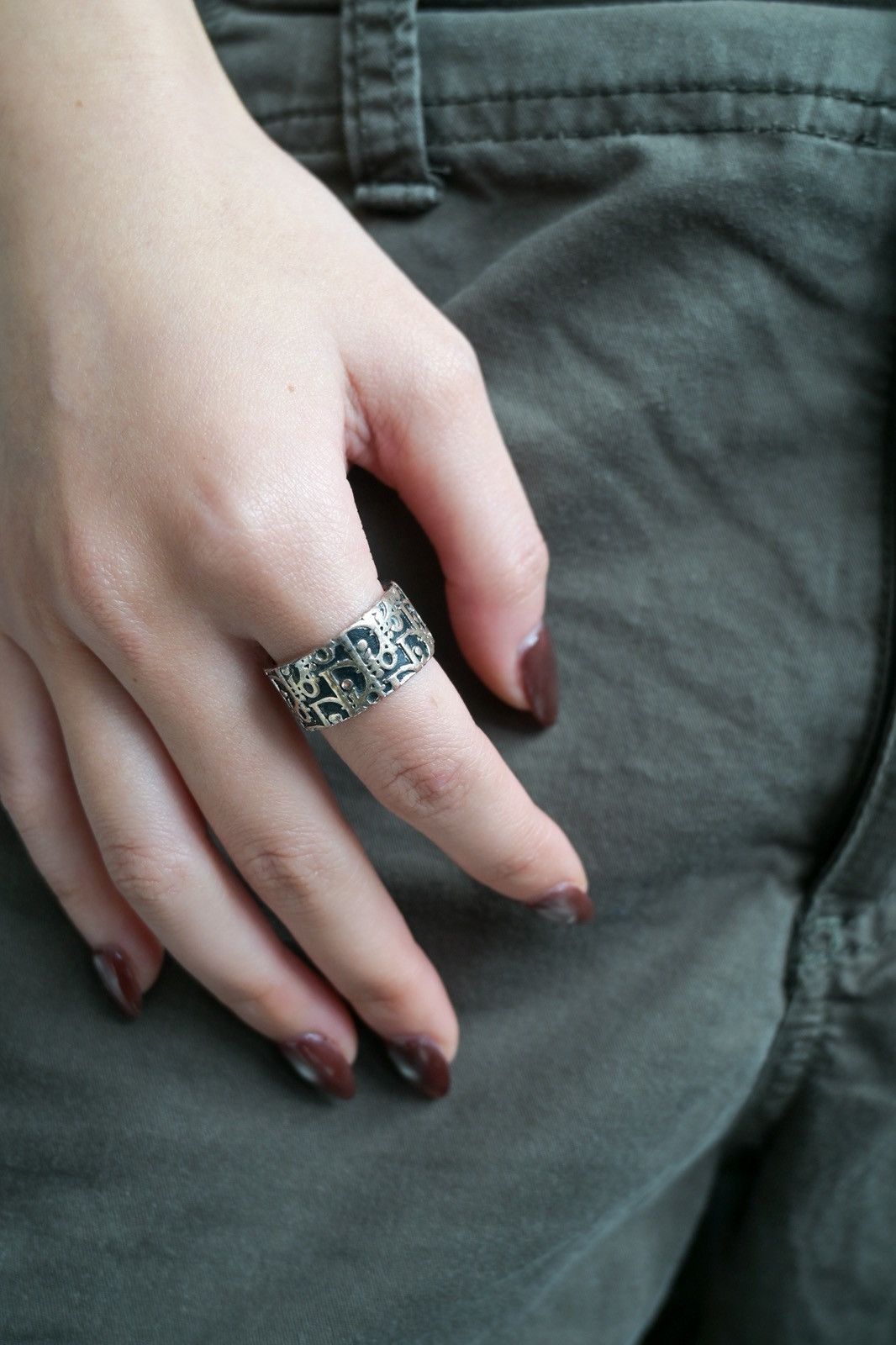 Dior Dior by John Galliano black trotter oblique D2 silver ring. Size ONE SIZE - 5 Thumbnail