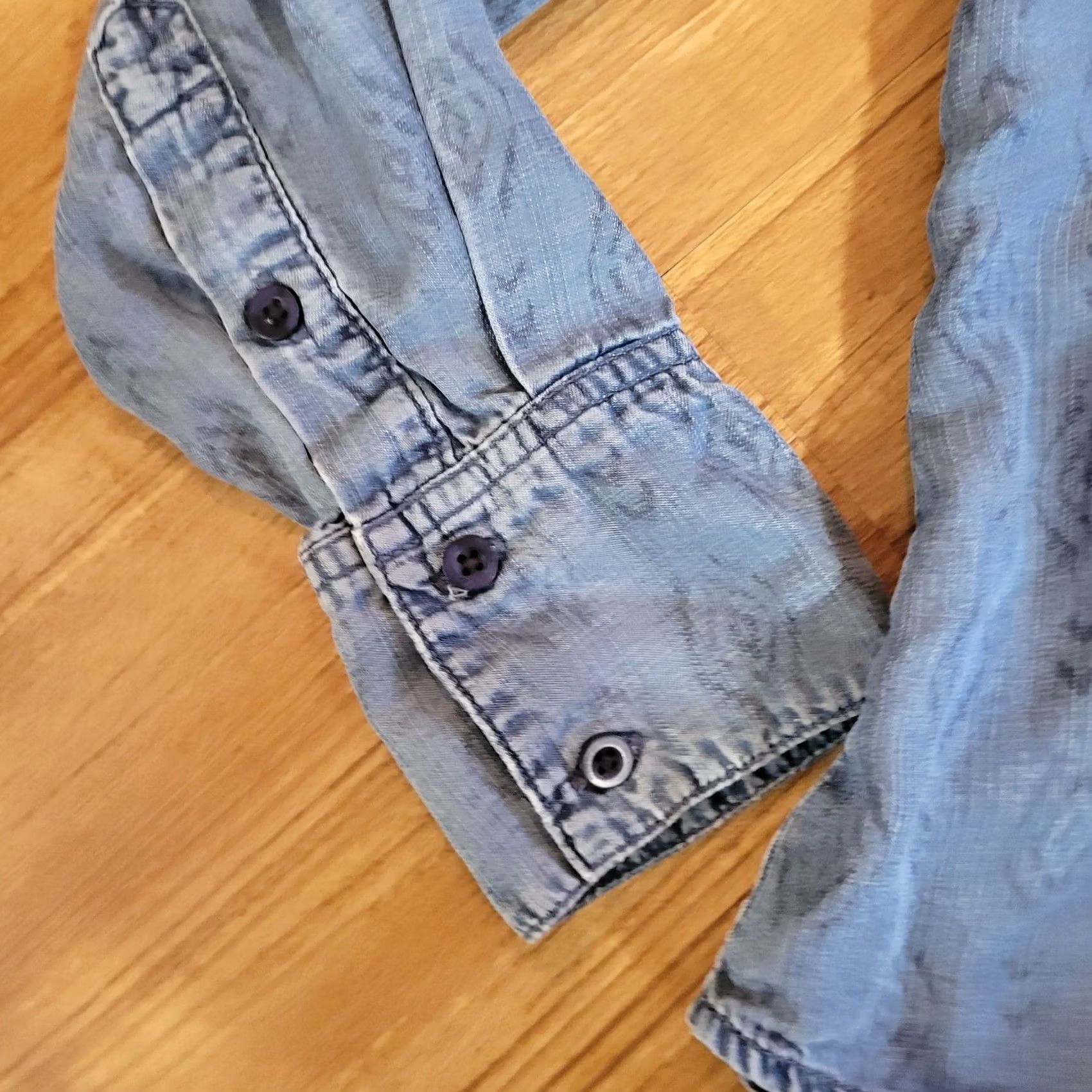 Denime Cloth & Stone Top Shirt Womens Medium Blue Chambray Southwest Aztec Casual Shirt Womens M Blue Southwestern Pattern Button Front Blouse Size M / US 6-8 / IT 42-44 - 5 Thumbnail