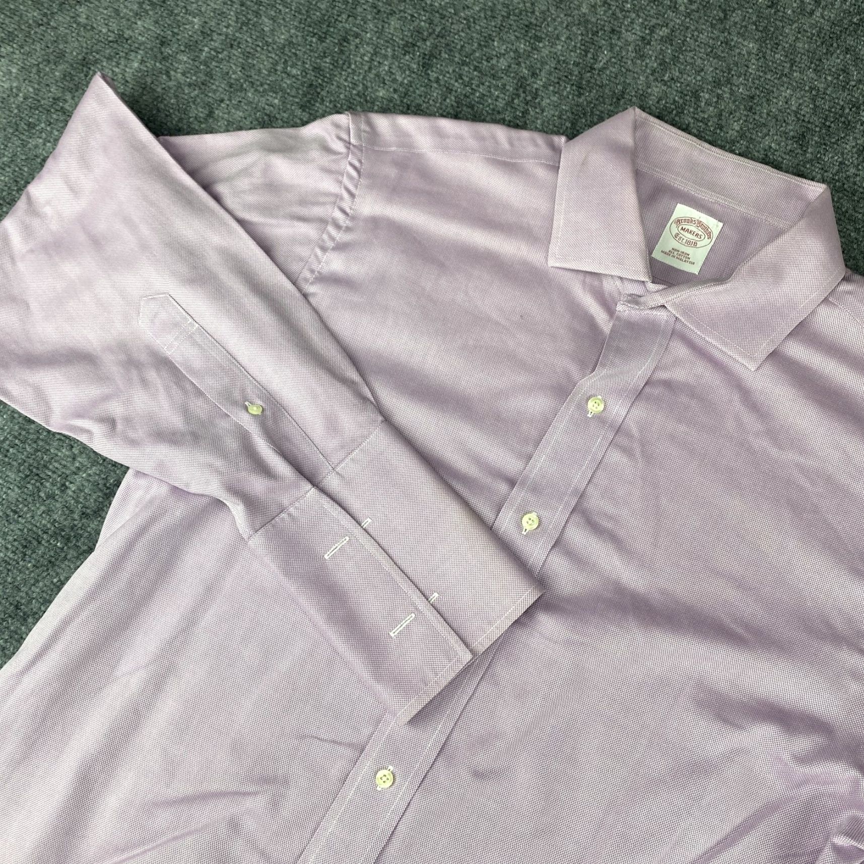 Brooks Brothers Brooks Brothers Shirt Mens Medium Purple Dress Non Iron French Cuff Formal Business Size 40R - 2 Thumbnail