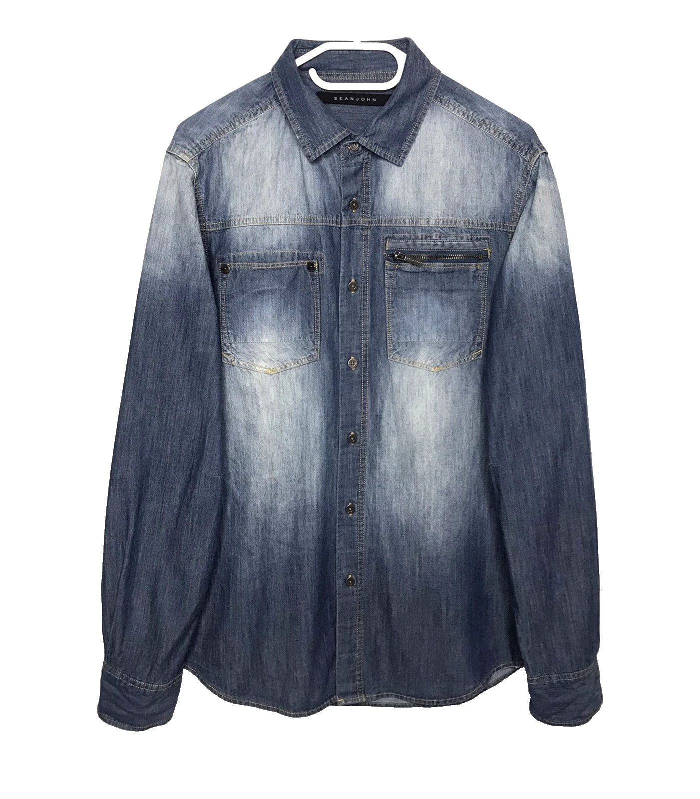 Sean John Sean John Denim Washed Cotton Button Shirt Men’s Sz M Size US M / EU 48-50 / 2 - 1 Thumbnail