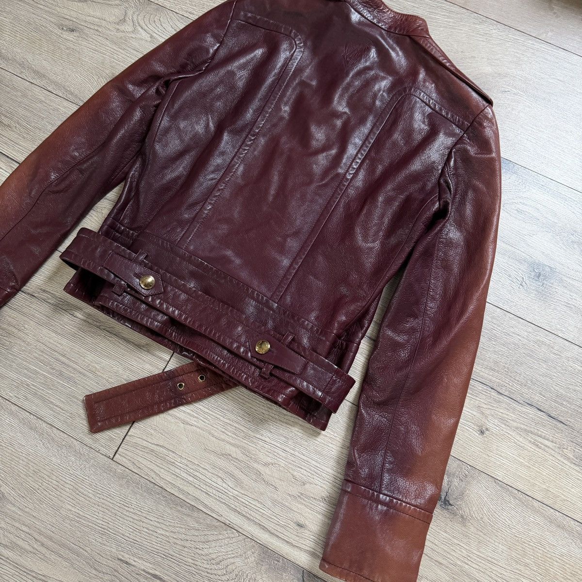 Gucci Gucci Burgundy Leather Jacket Biker by Tom Ford Y2K Size XS / US 0-2 / IT 36-38 - 11 Thumbnail