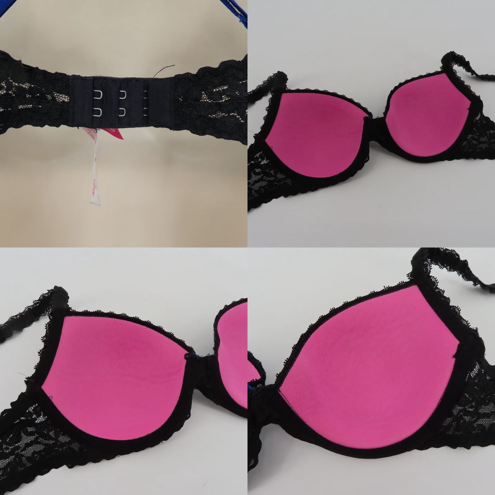 Victoria's Secret PINK Victoria's Secret Bra Demi Underwired Lace Wing 34C Black Polka Dot Dotted Wired Adjustable Straps 34 Cup C Women) Size ONE SIZE - 8 Thumbnail