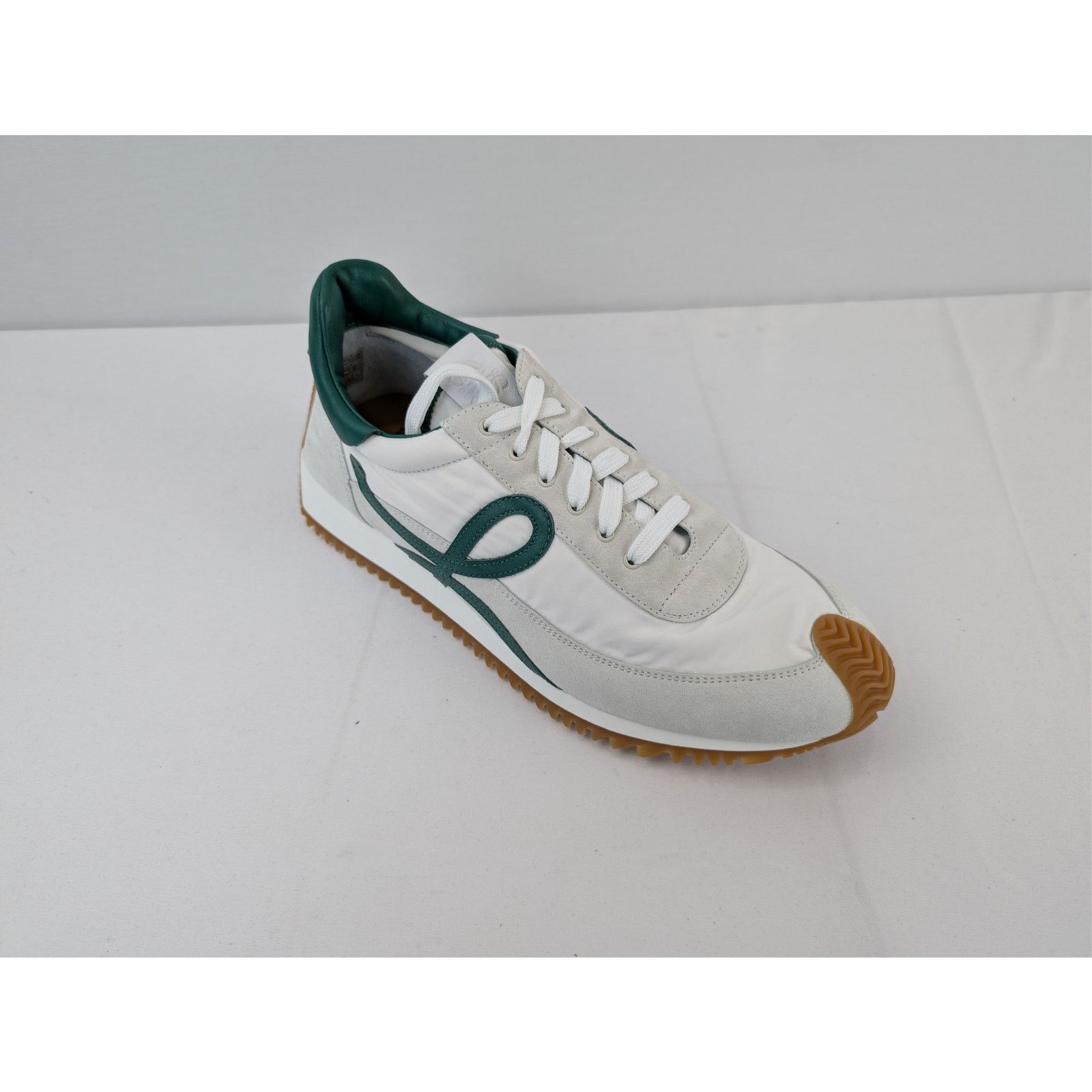 Loewe o1rshd1 Nylon Suede Flow Runner Sneakers in White/Dark Green Size US 13 / EU 46 - 3 Thumbnail