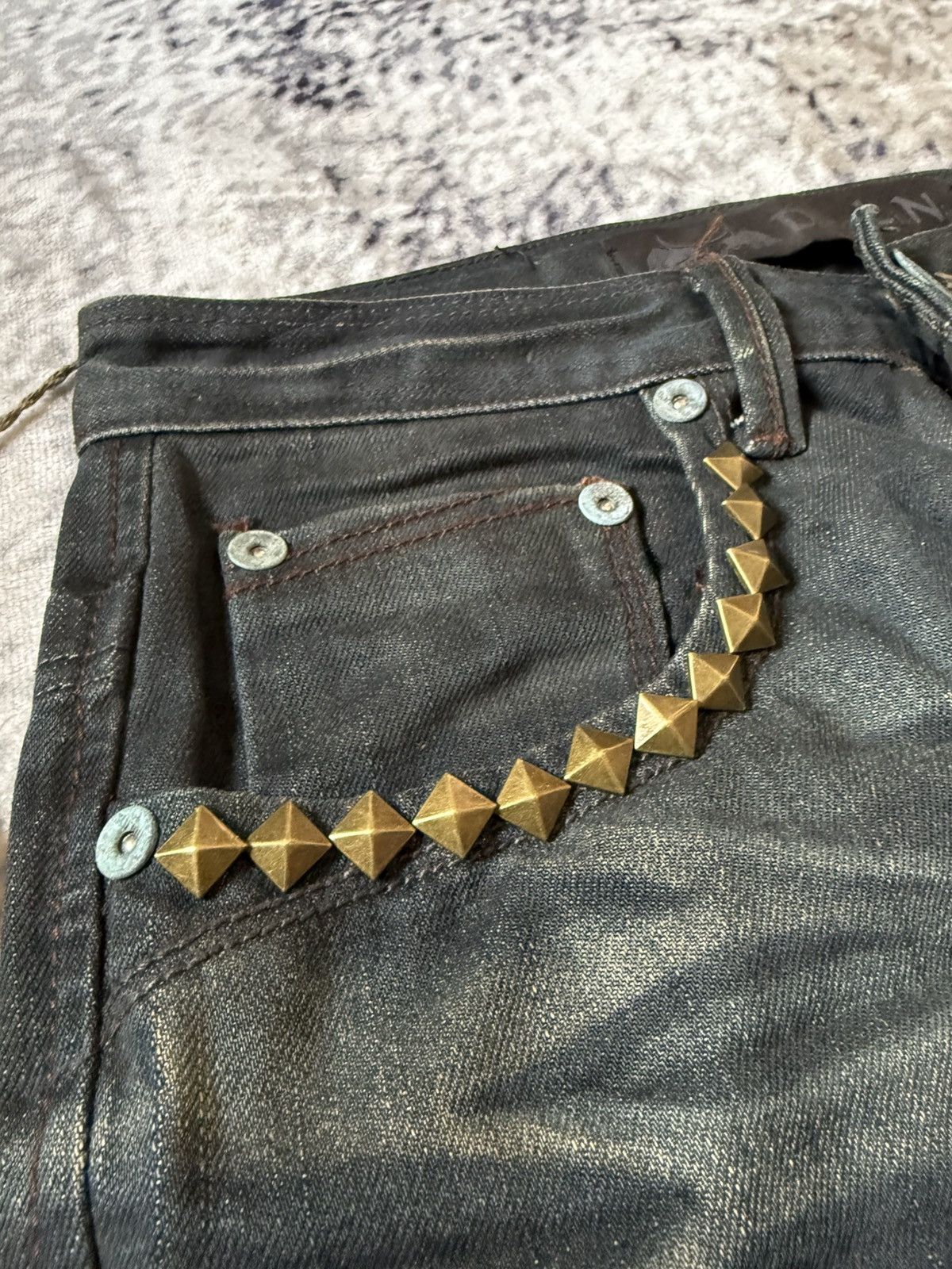 GOSTAR DE FUGA Fuga Style D.L.N Japan Mud Black Wash Studded Jeans Size US 28 / EU 44 - 5 Thumbnail