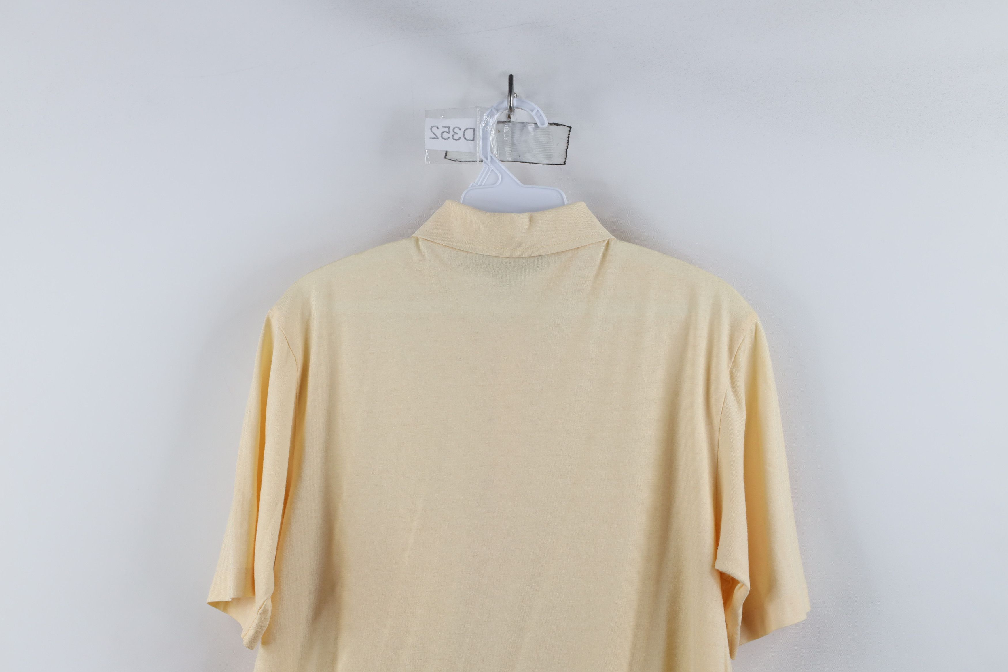 Vintage Vintage 70s Streetwear Sheer Knit Collared Polo Pale Yellow Size US M / EU 48-50 / 2 - 13 Thumbnail