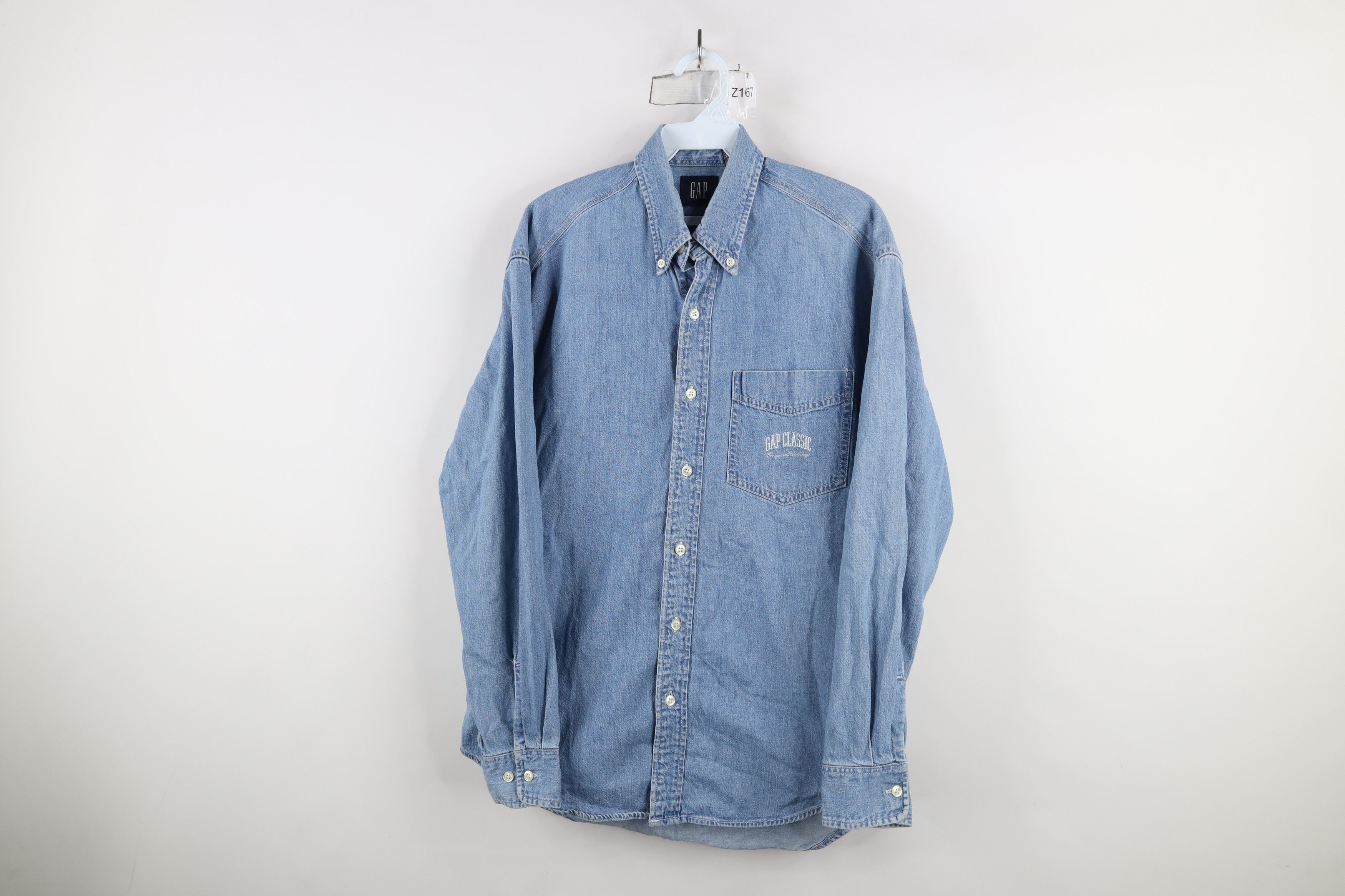Gap × Vintage Vintage 90s Gap Classic Spell Denim Jean Button Down Shirt Size US S / EU 44-46 / 1 - 1 Thumbnail
