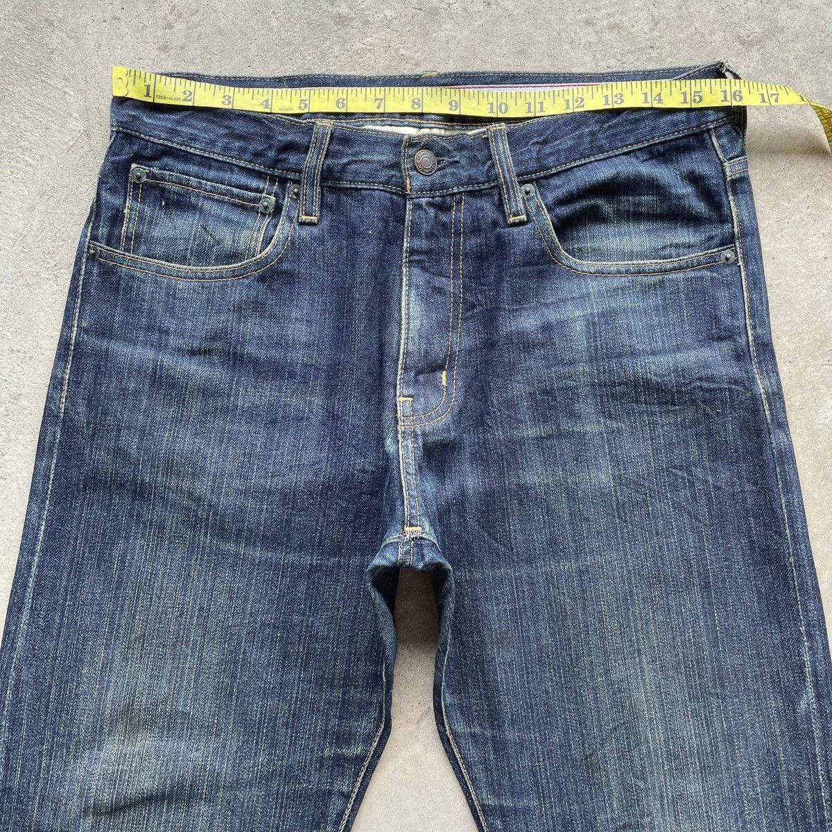 Japanese Brand W32x33💥 Vintage Beams Dark Blue Denim Jeans Pants Size US 32 / EU 48 - 5 Thumbnail