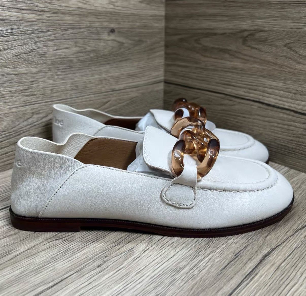 See by Chloe See By Chloe Beige Crystal Chain Loafers J41 Size US 6 / IT 36 - 4 Thumbnail