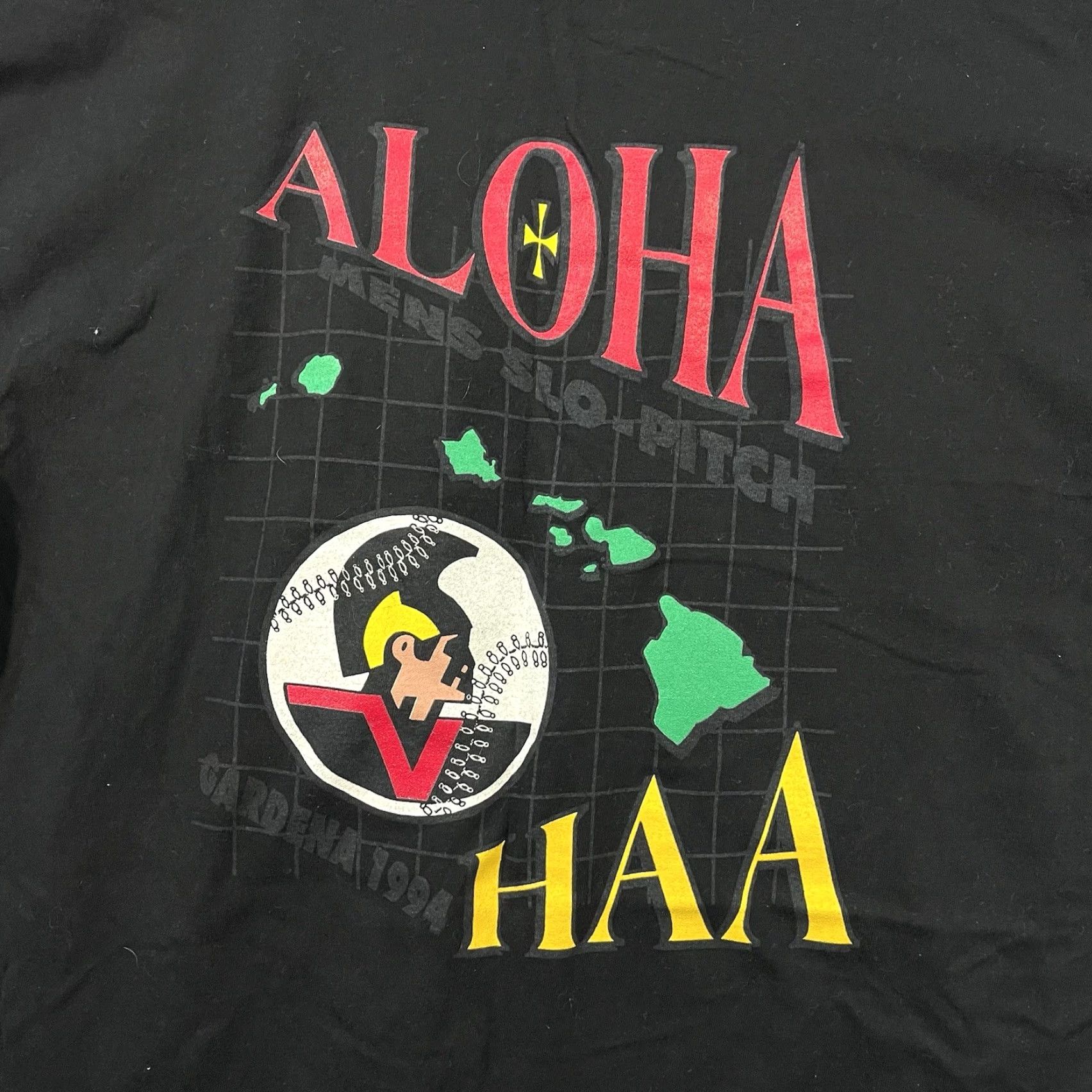 Hanes VINTAGE Hanes Beefy T-Shirt 90s Aloha Slo Pitch Graphic XL Black White Logo Men Short Sleeve Round Neck Size US XL / EU 56 / 4 - 2 Thumbnail