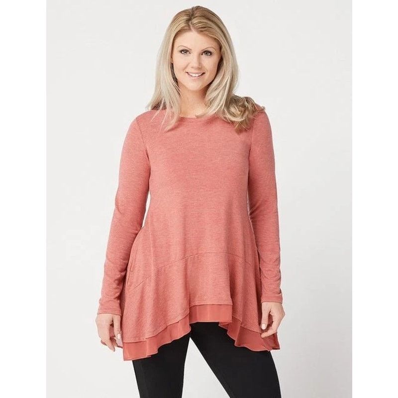 Other LOGO LOUNGE Chiffon Trim Jersey Tunic Top Pink Womens Large Size L / US 10 / IT 46 - 8 Thumbnail