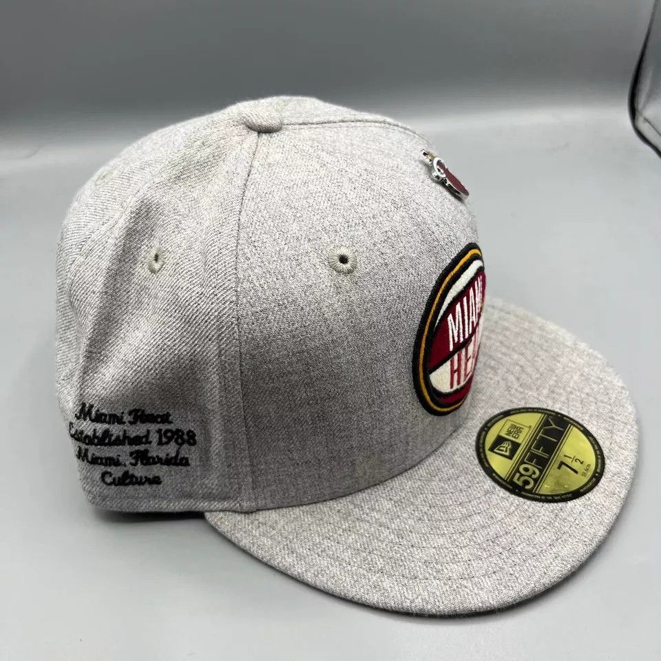 New Era Miami Heat Hat Men 7 1/2 59Fifty New Era Fitted New with Pin Size ONE SIZE - 3 Thumbnail