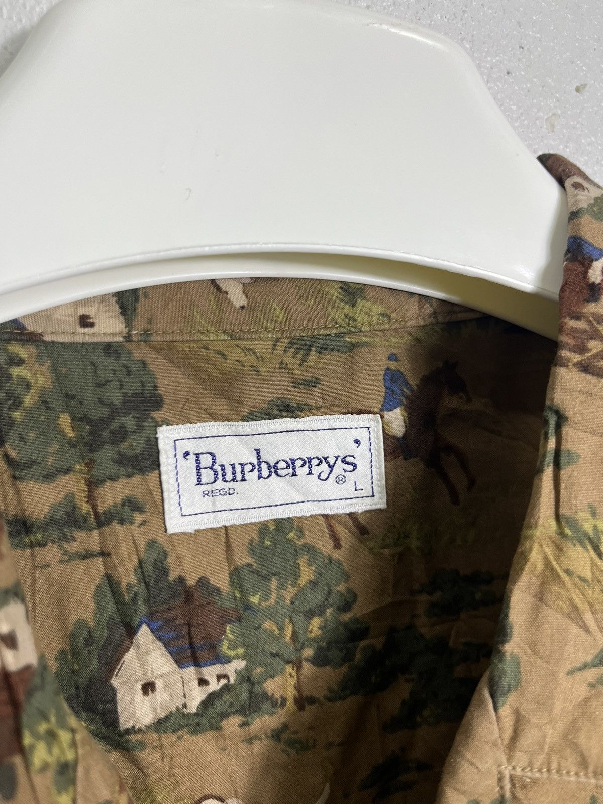 Vintage Vintage Burberrys Equestrian Horse Print Shirt AOP Size US L / EU 52-54 / 3 - 4 Thumbnail