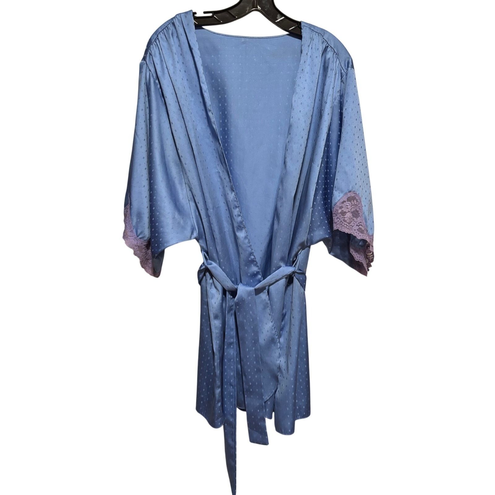 Victoria's Secret Victoria Secret Blue Satin Lace Trim Vintage Gold Label Robe Size ONE SIZE - 1 Thumbnail