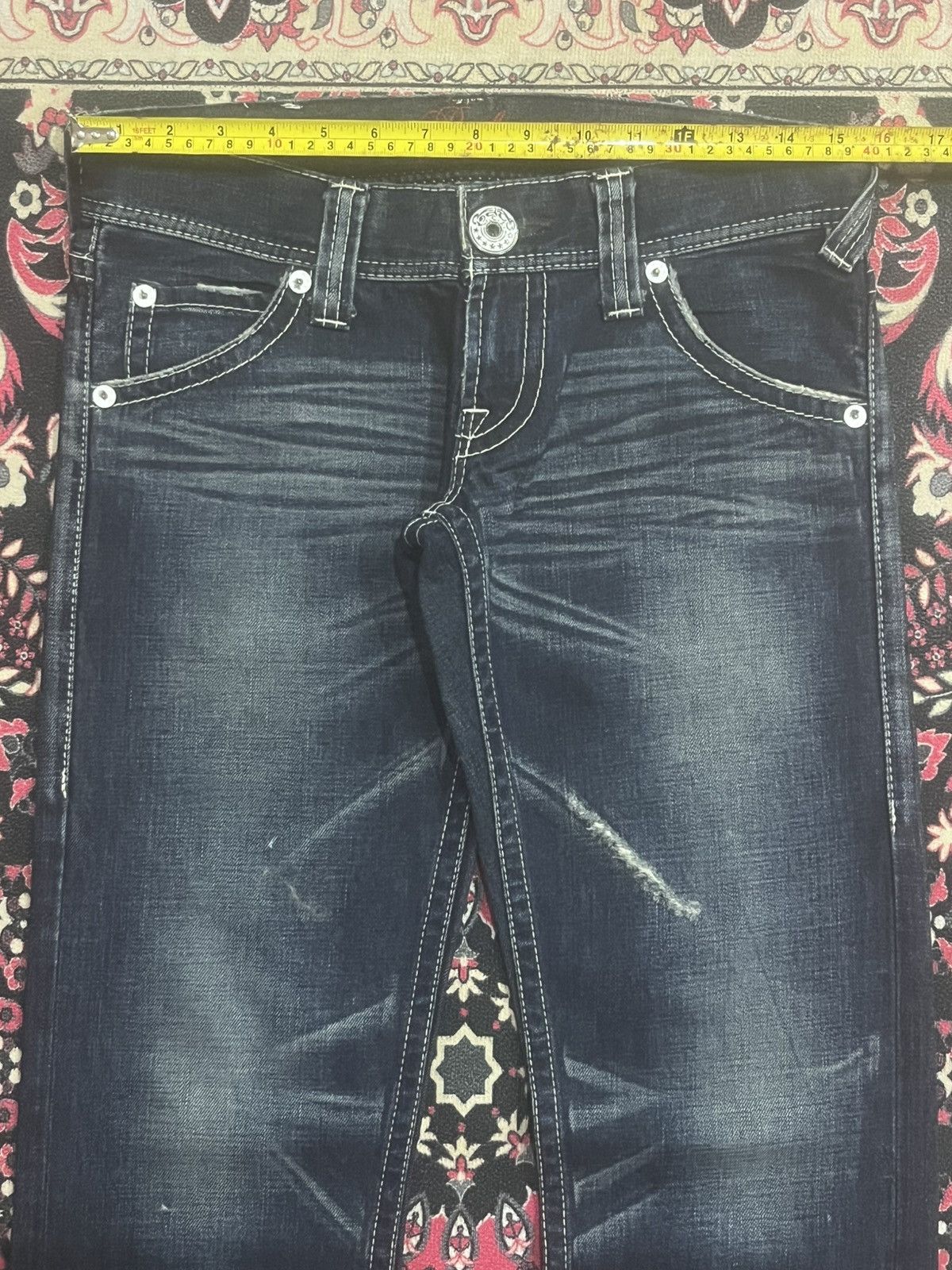Japanese Brand Japanese Brand Rodeo Crowns Dark Whisker Washed Flare Jeans Size 27" / US 4 / IT 40 - 11 Thumbnail