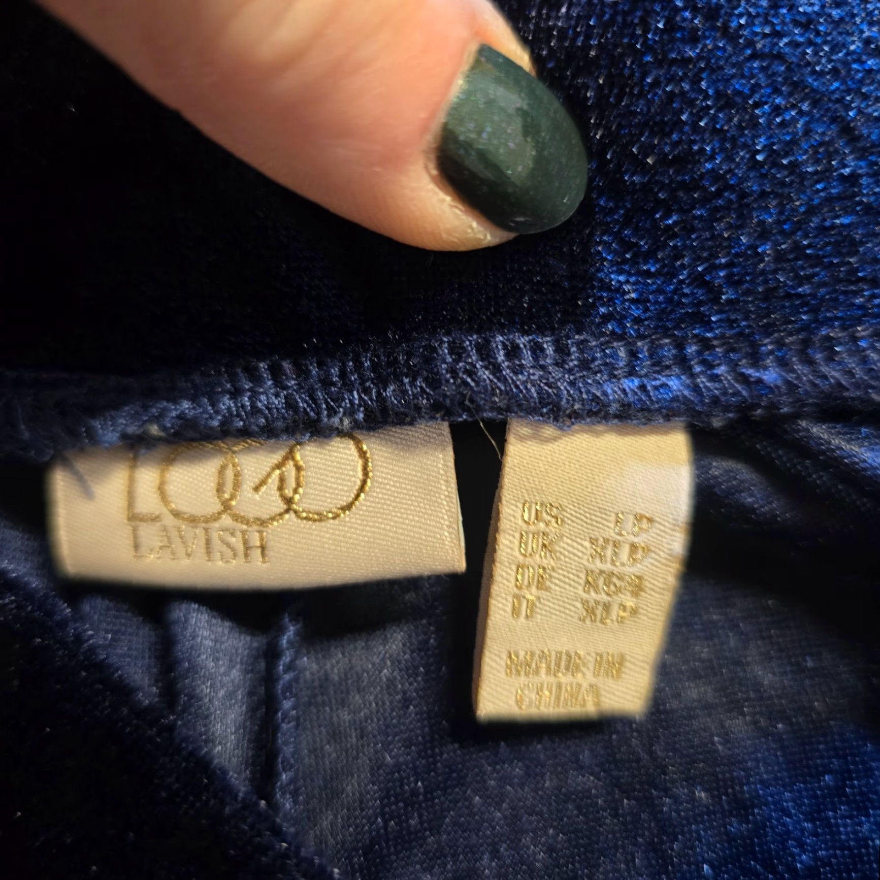 Vintage LOGO by Lori Goldstein Pants Womens Large Petite Blue Velour Sequins Crop Casual Sk imny? Size 36" / US 14 / IT 50 - 5 Thumbnail