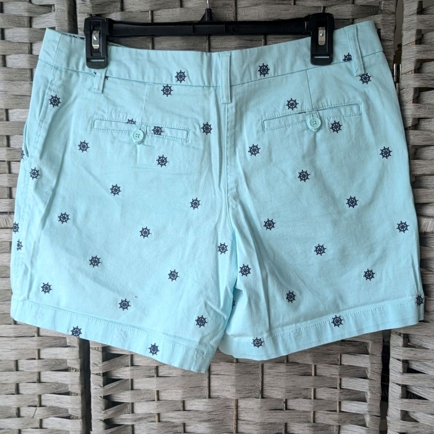 AQUA Pastel Aqua Blue Nautical Ship Wheel Embroidered Shorts Womens 8 Preppy Coastal Size 30" / US 8 / IT 44 - 3 Thumbnail
