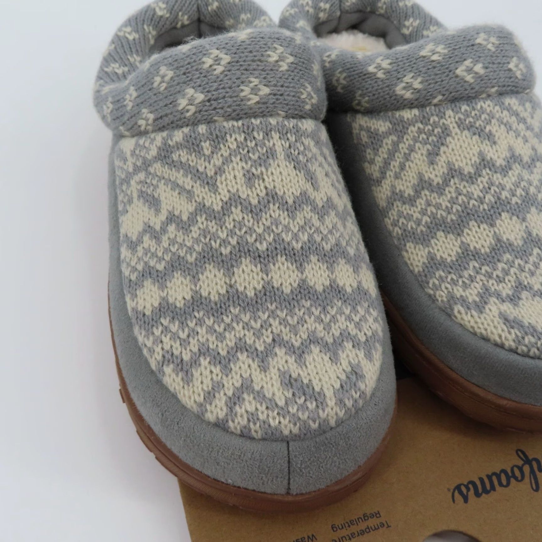 Vintage Dearfoams Slipper Women Medium 7-8 Gray Knit Memory Foam Indoor Outdoor Slip-On New Size M / US 6-8 / IT 42-44 - 3 Thumbnail