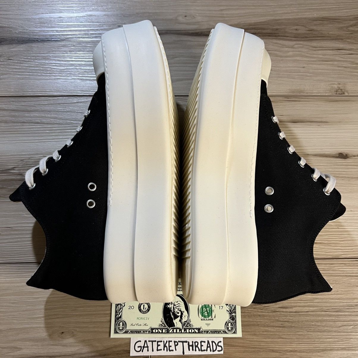 Rick Owens Drkshdw Rick Owens DRKSHDW Double Bumper Ramones Low Canvas Sneaker Size US 12 / EU 45 - 6 Thumbnail