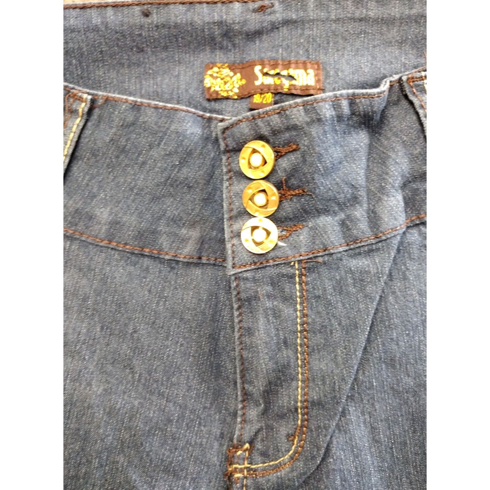 Vintage Unbranded Blue Skinny Jeans 19/20 Button Closure Denim 28in Inseam Plus Size Women City Theme Stretch Slim Mid Rise Adult Womens Jeans Size 40" / US 18 - 3 Thumbnail