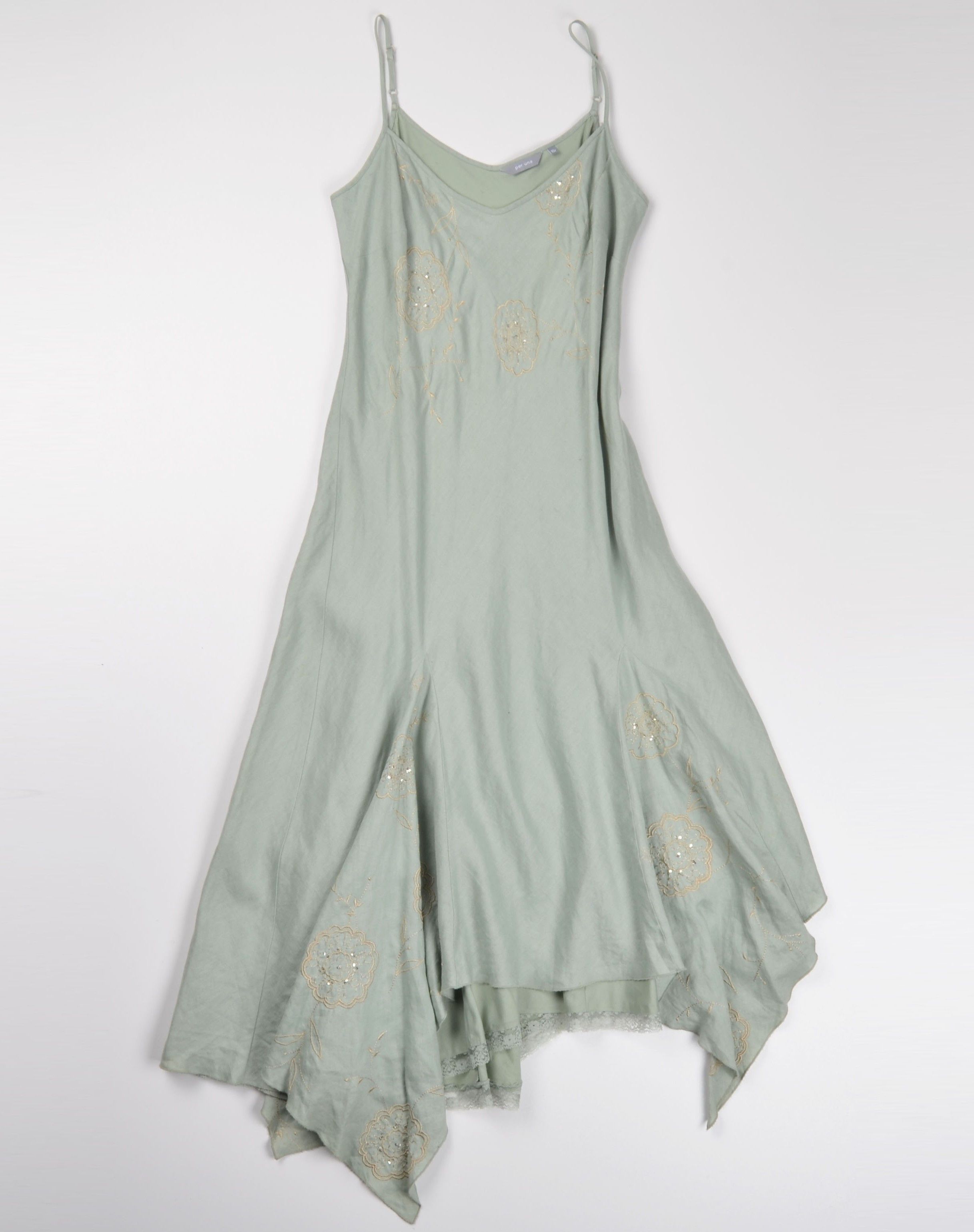 Vintage Vintage Per Una Y2K Beaded Fairy Linen Asymmetrical Dress Size S / US 4 / IT 40 - 4 Thumbnail