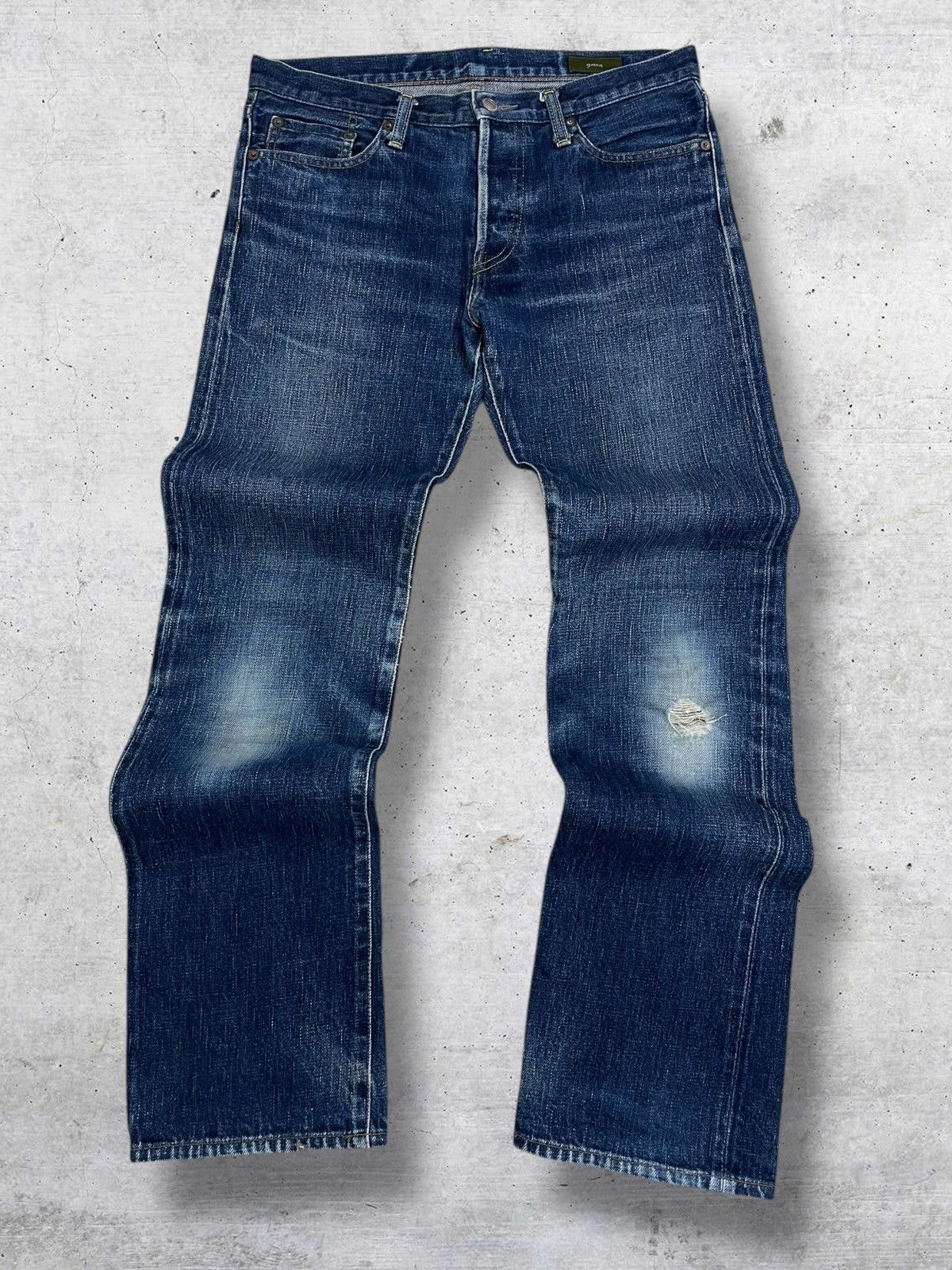 Beauty Beast VINTAGE GREEN 90S JAPAN DESIGNER SELVEDGE INDIGO ROCK DENIM Size US 32 / EU 48 - 1 Thumbnail